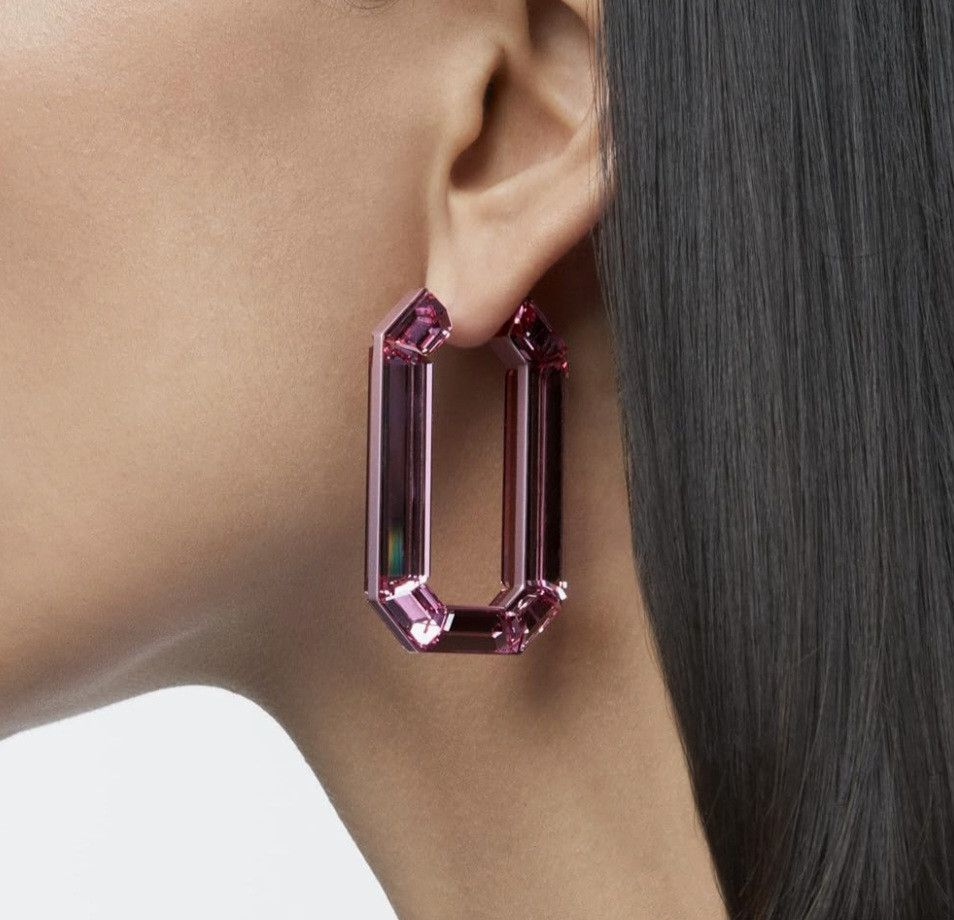 Swarovski Swarovski Pink Lucent Hoop Earrings In Box Size ONE SIZE - 1 Thumbnail