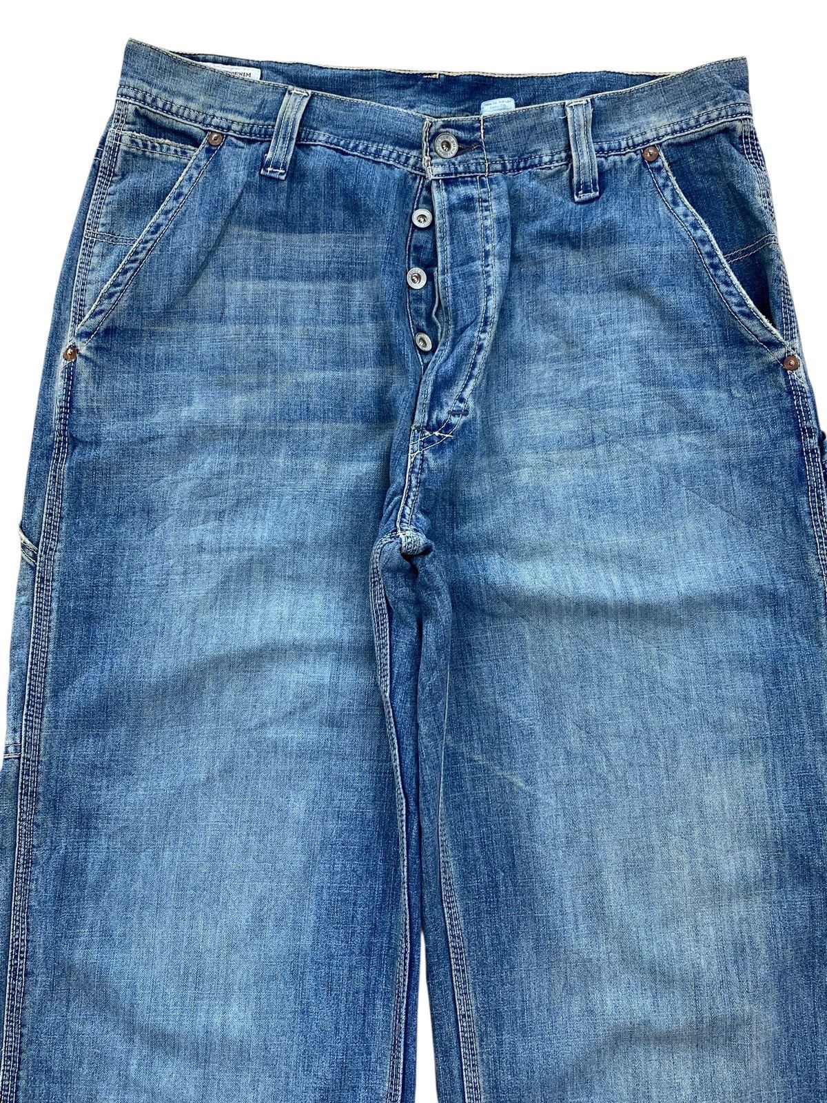 Abercrombie & Fitch Abercrombie And Fitch Faded Wash Carpenter Style Baggy Jeans Size US 34 / EU 50 - 2 Thumbnail