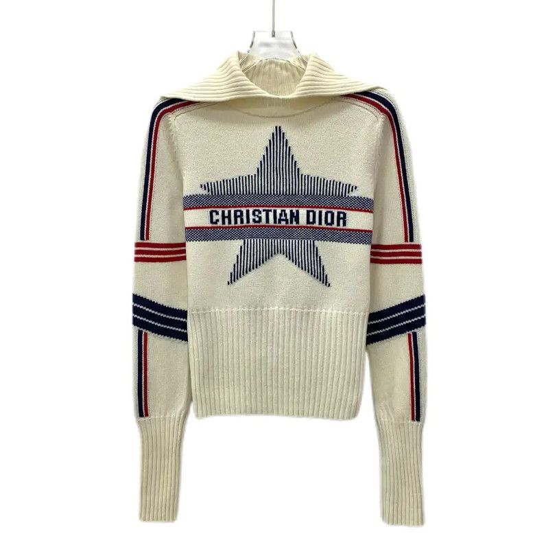 Dior Dior Beige Wool Women's Sweater with Star Design 0089 Size S / US 4 / IT 40 - 1 Thumbnail