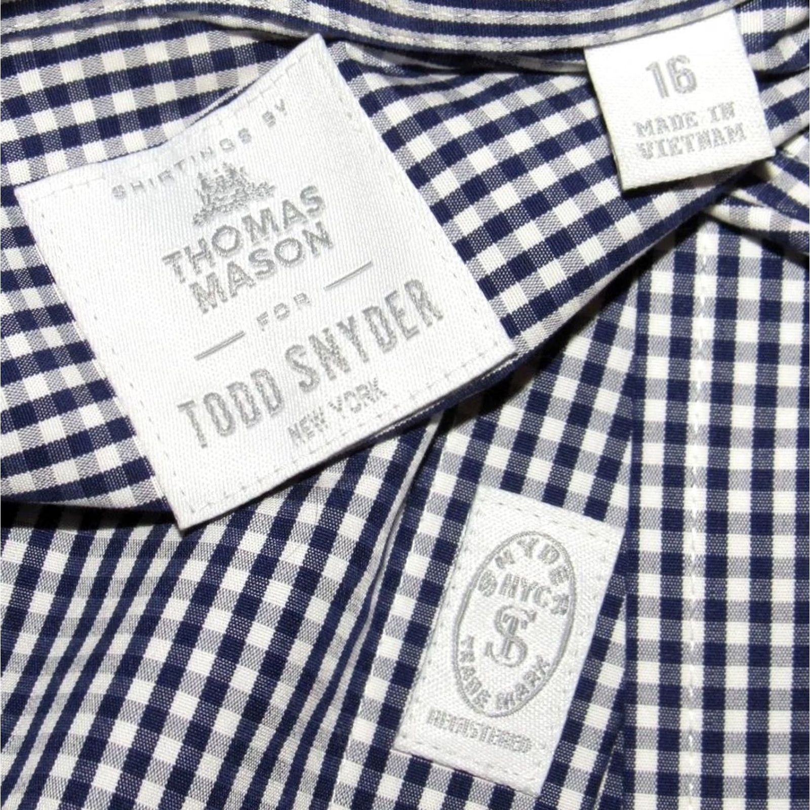 Todd Snyder TODD SNYDER x THOMAS MASON Blue White Gingham Long Sleeve Button Down Shirt 16 Mens Size US L / EU 52-54 / 3 - 3 Thumbnail