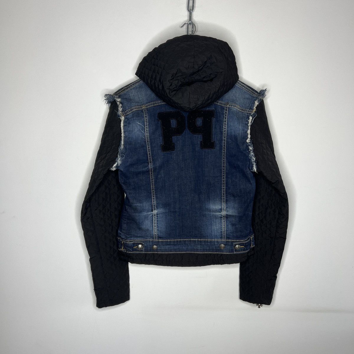 Designer × Philipp Plein Philipp Plein Denim Blue Black Quilted Zip Jacket Y2K RARE Size L / US 10 / IT 46 - 8 Thumbnail