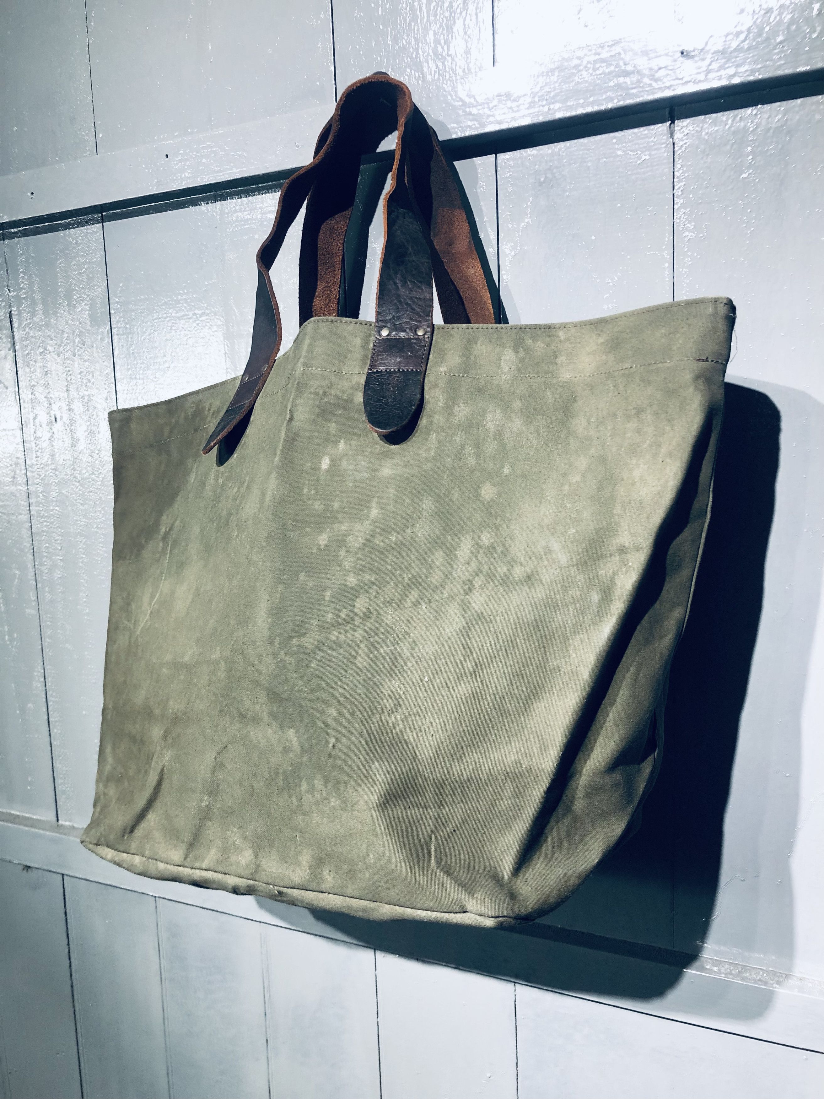 Canvas × Japanese Brand × Leather JAPANESE STREETWEAR FASHION STYLE CANVAS LEATHER TOTEBAG Size ONE SIZE - 4 Thumbnail