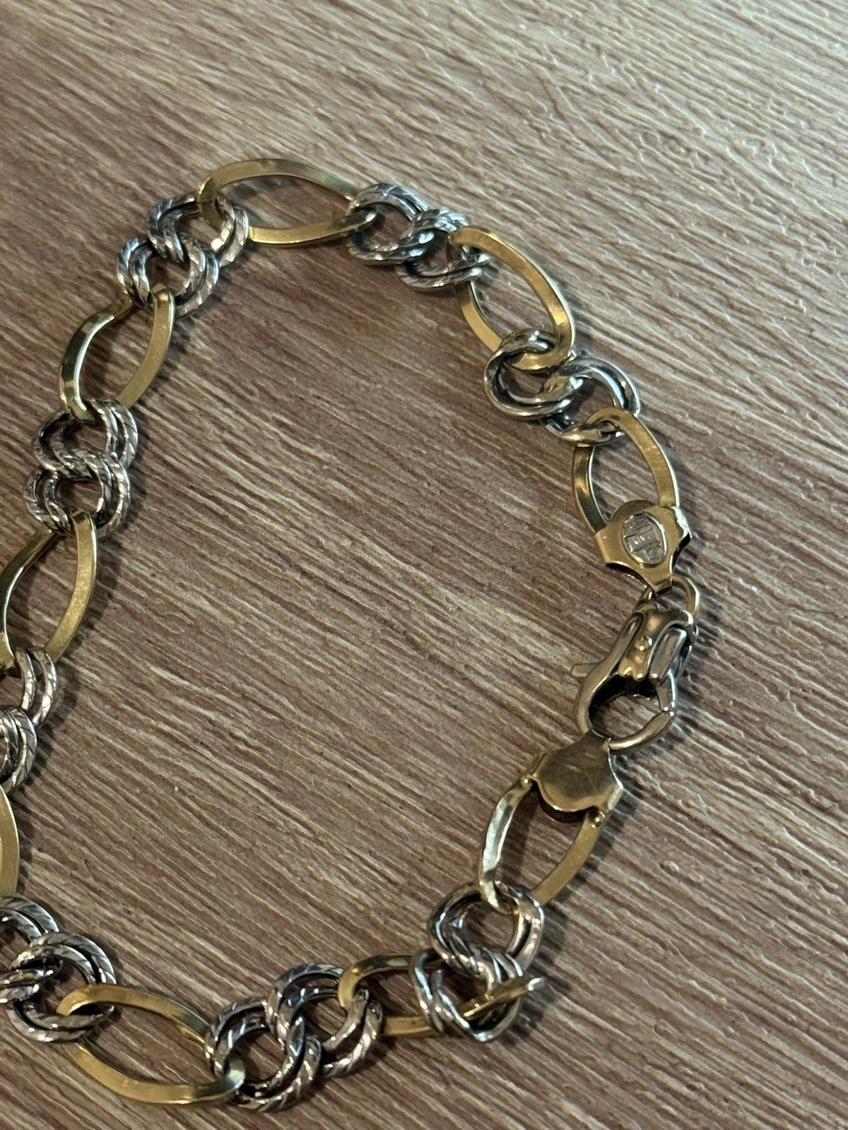 Jewelry Solid 14K Two-Tone Gold Bracelet – Gold Link Chain (14.8g) Size ONE SIZE - 6 Thumbnail