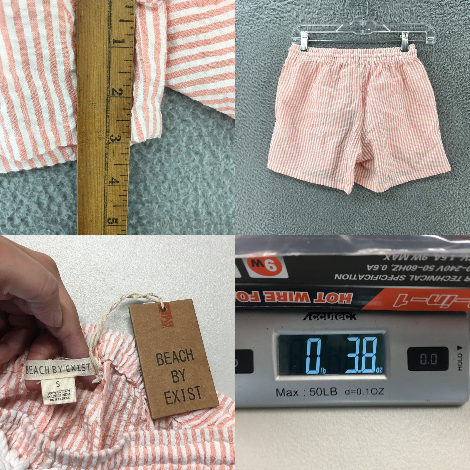 Vintage Beach By Exist Shorts Womens Small Pink Plaid Sweat Mid Rise Drawstring NWT Size 28" / US 6 / IT 42 - 8 Thumbnail