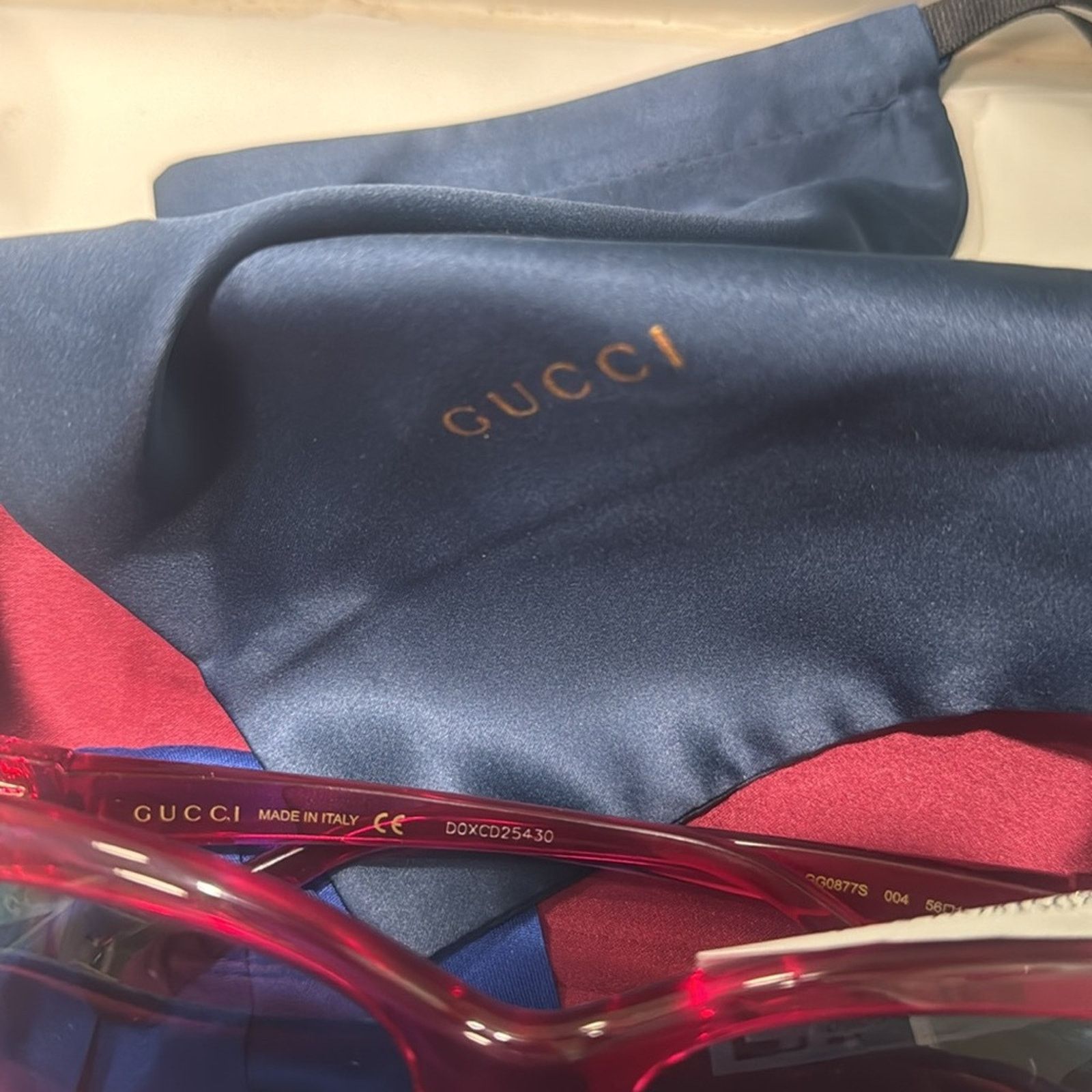 Gucci Gucci 56mm Cat Eye Sunglasses Red with blue lenses Size ONE SIZE - 10 Thumbnail