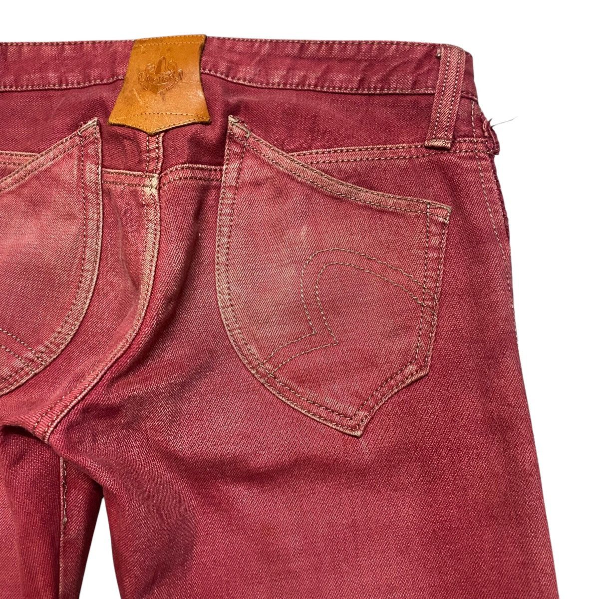 Obelisk Obelisk Red Blood Hole Distressed Denim Flare Jeans Size US 29 - 14 Thumbnail