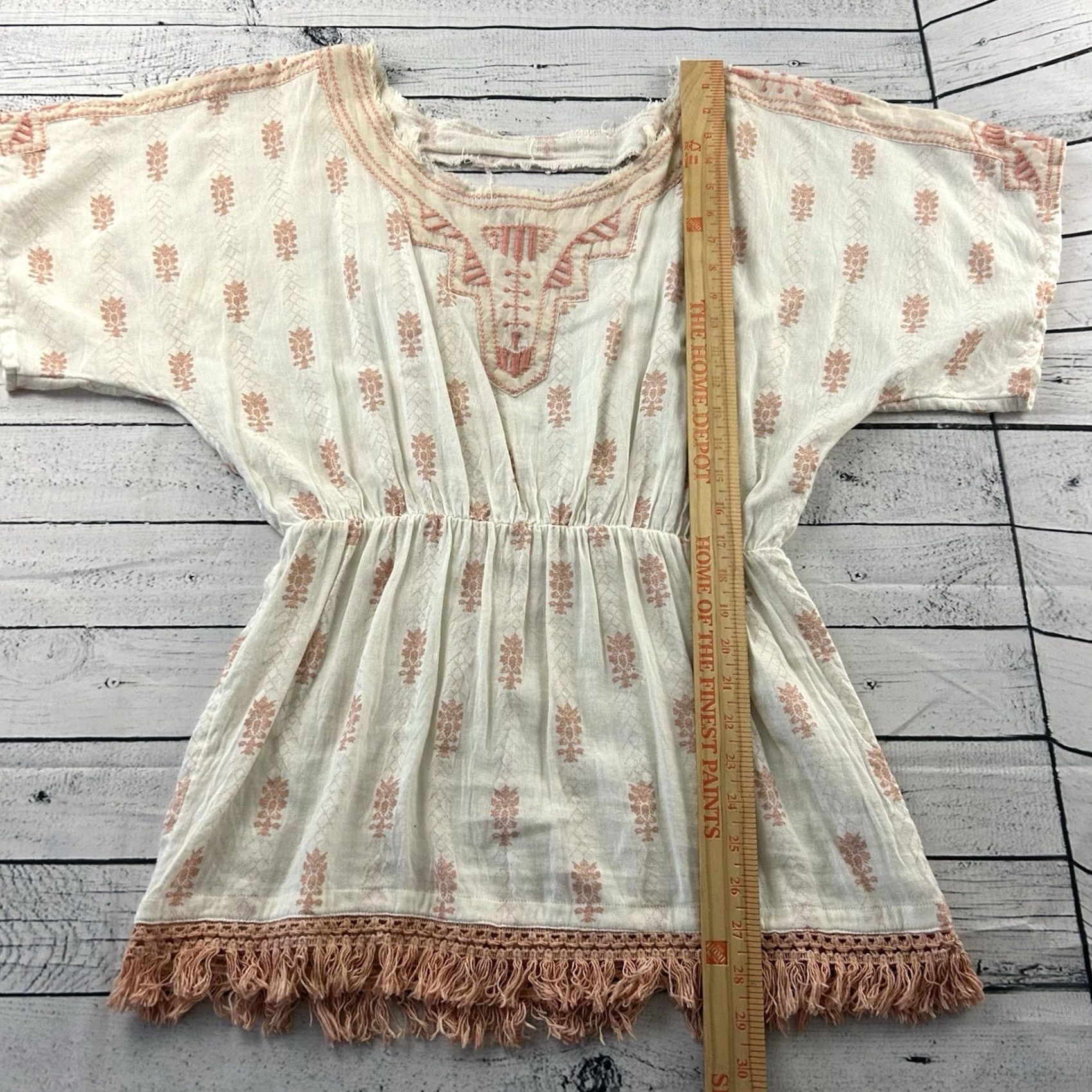 Free People Free People Short Sleeve Open Back Embroidered Shirt Women's S Pink Size S / US 4 / IT 40 - 2 Thumbnail