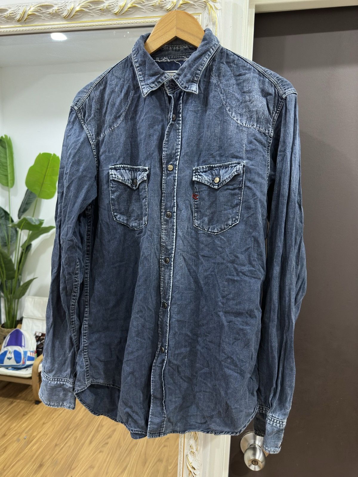 45rpm 45rpm Japan Western Denim Wash Button Up Shirt Size US M / EU 48-50 / 2 - 14 Thumbnail