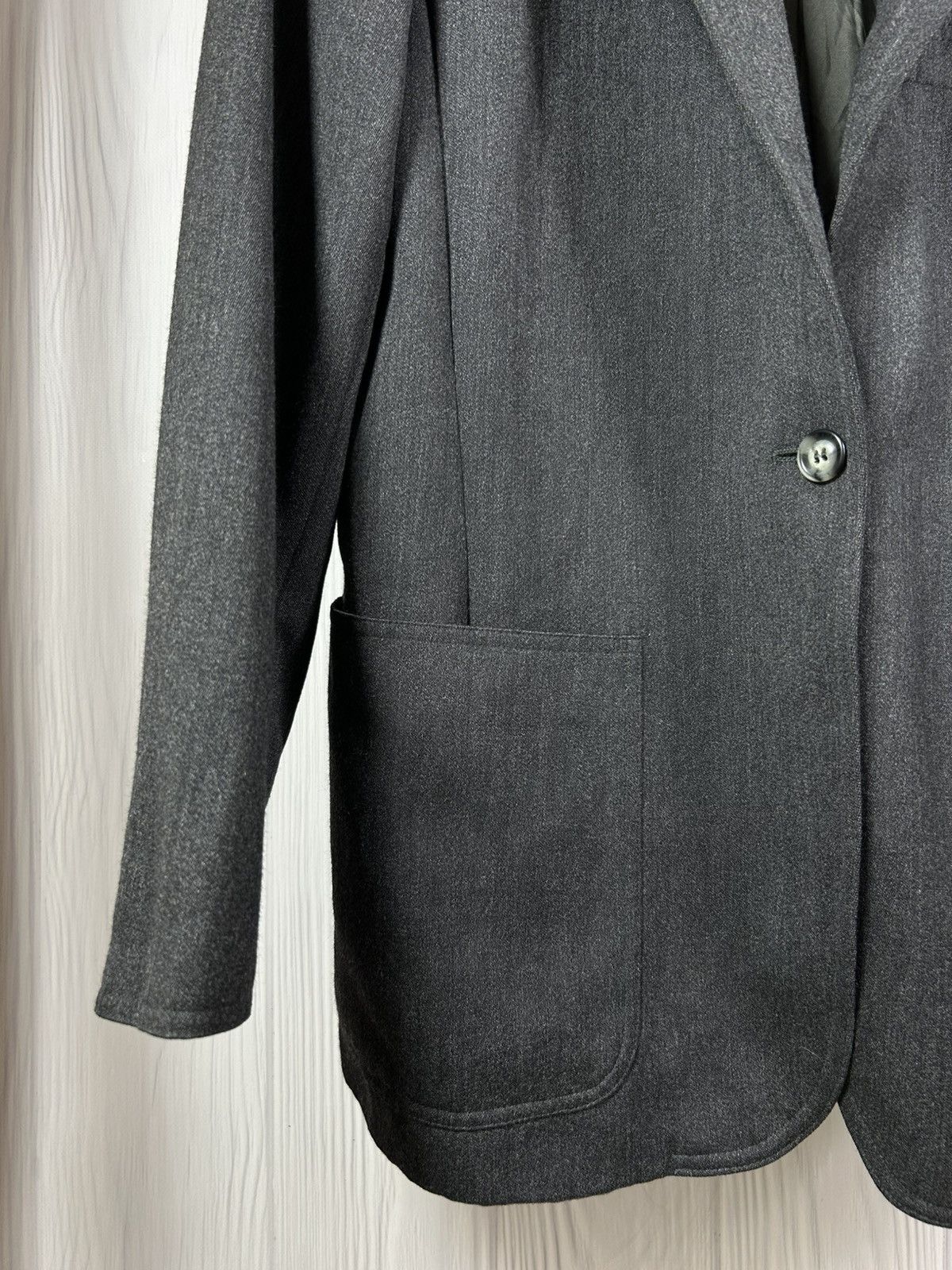 Max Mara Vintage MaxMara Grey Virgin Wool Blazer Jacket Made in Italy Size L / US 10 / IT 46 - 4 Thumbnail