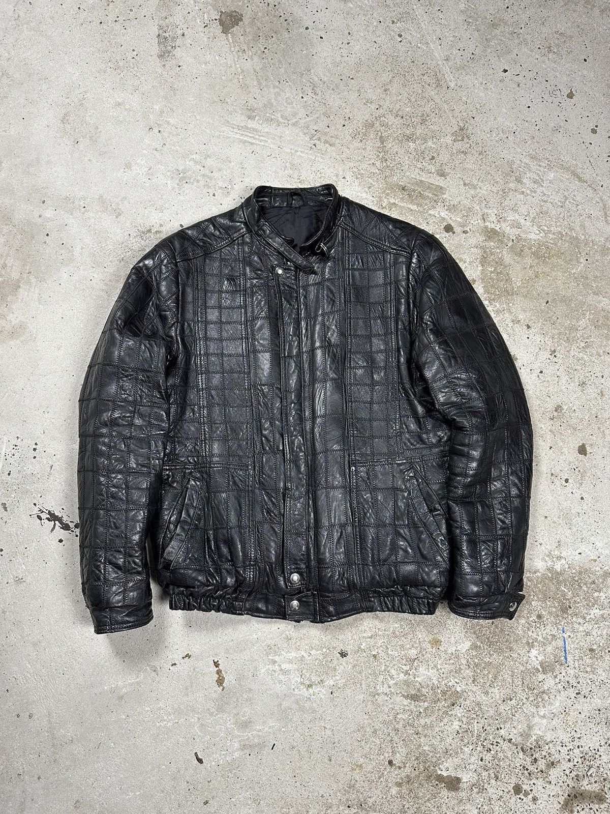 Vintage Vintage 90s Black Patchwork Leather Jacket Moto Size US M / EU 48-50 / 2 - 1 Thumbnail