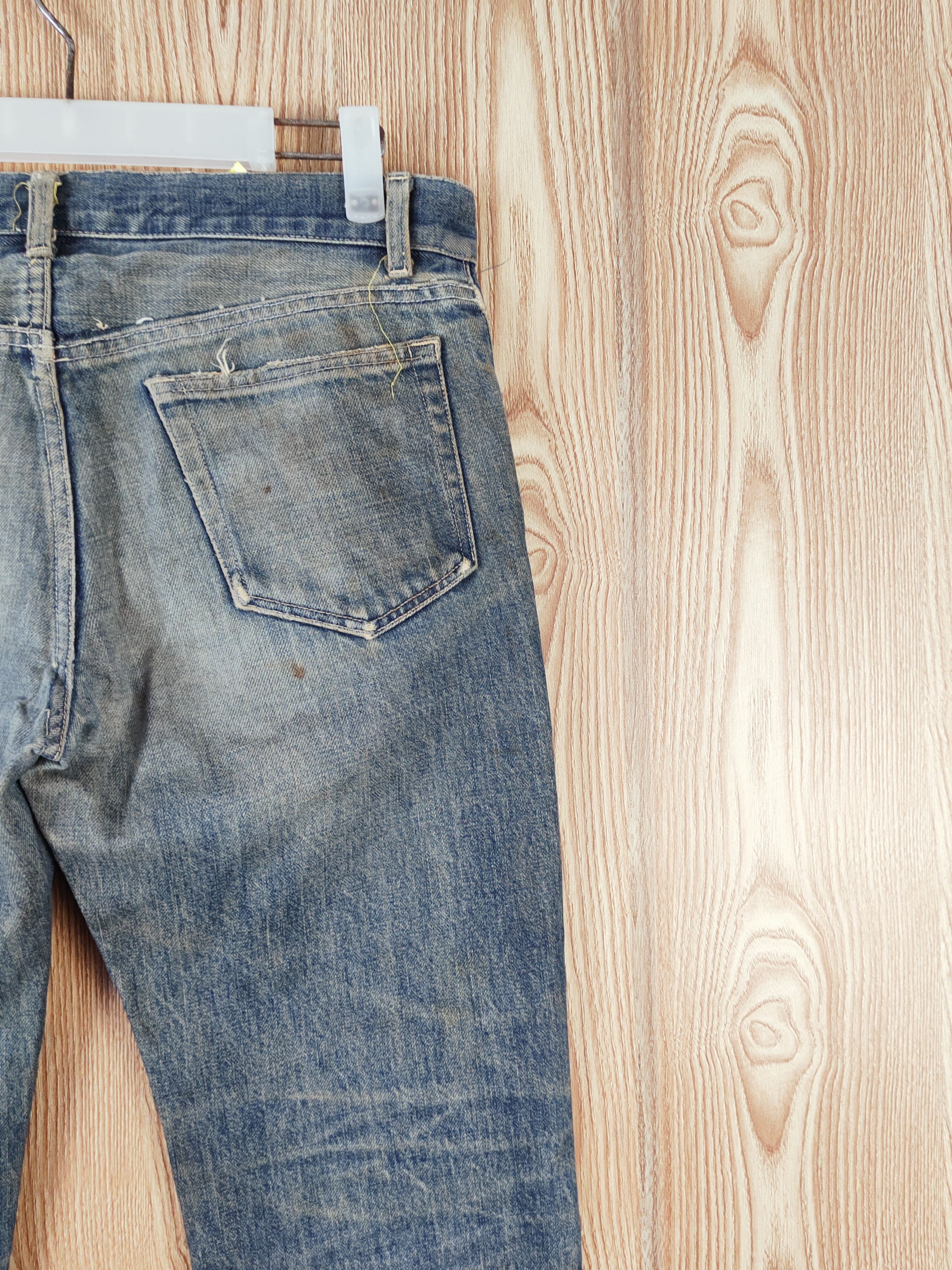 Japanese Brand Viridian Dark Blue Faded Distressed Ripped Jeans #W615 Size 31" - 13 Thumbnail