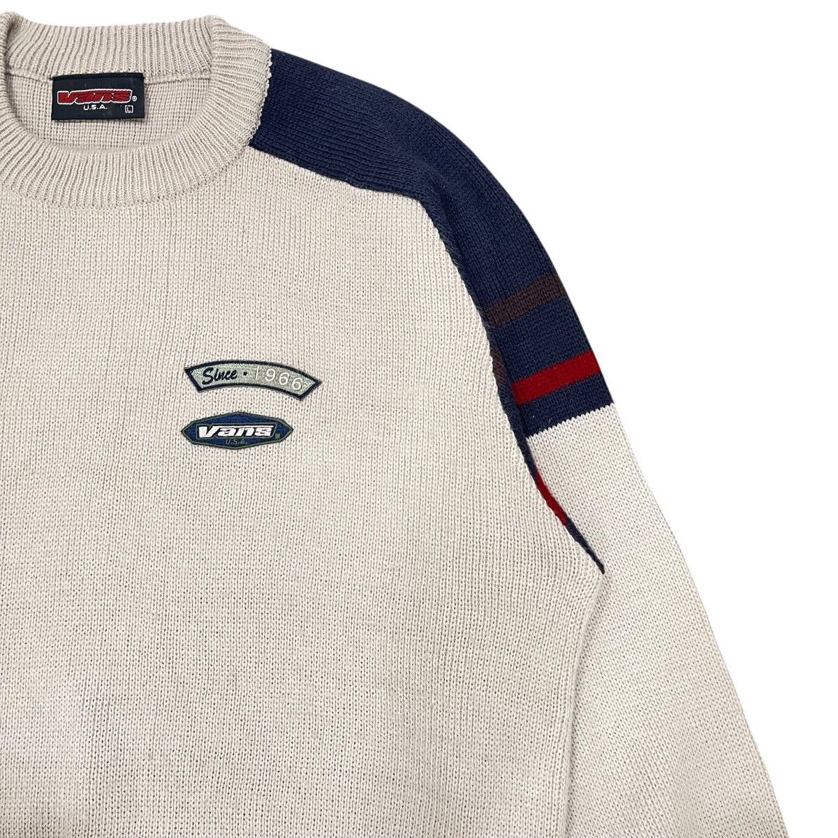 Vans Vintage 90s USA Vans Knitted Crewneck Sweater Sweatshirt Size US L / EU 52-54 / 3 - 3 Thumbnail