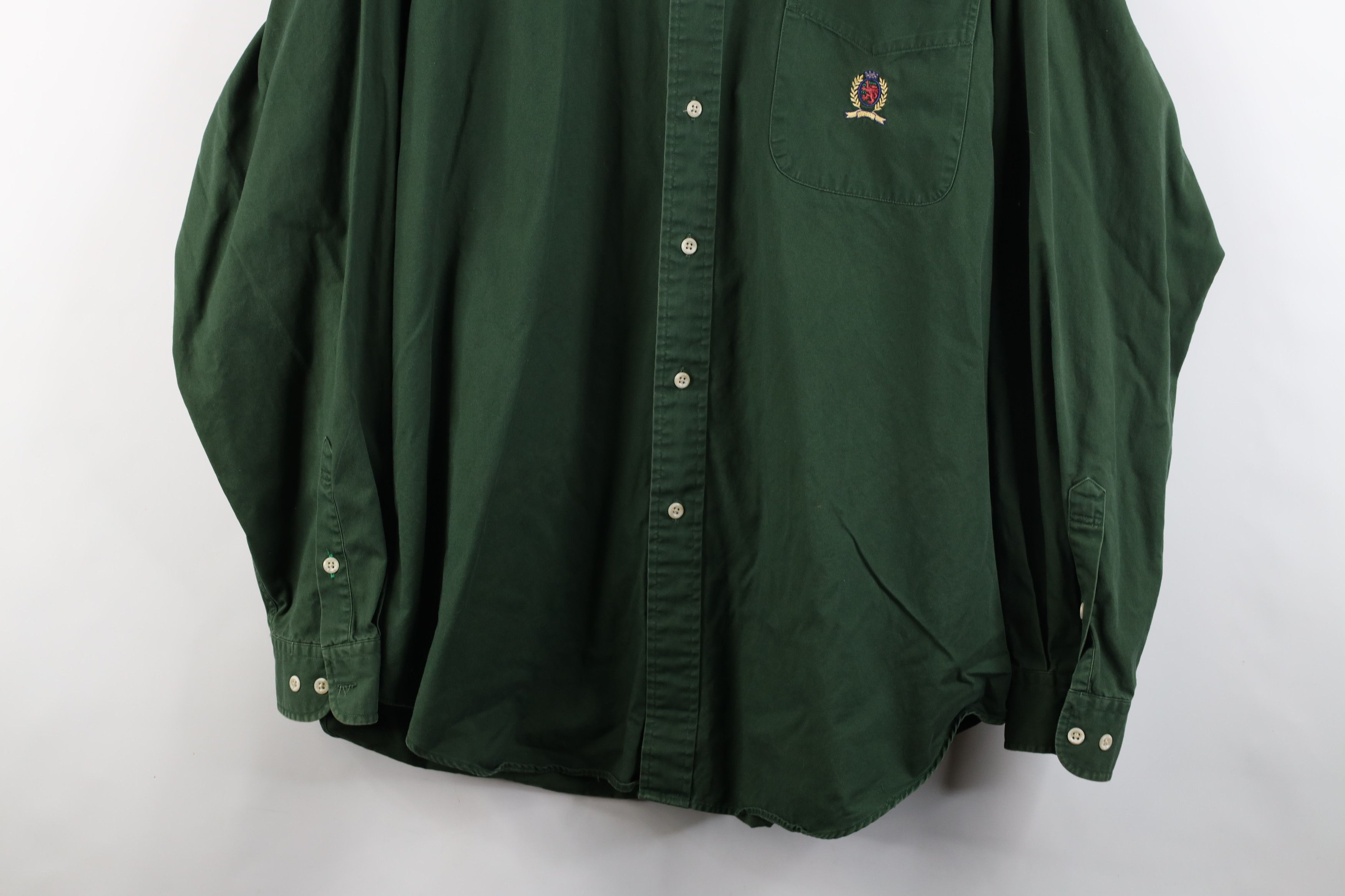 Tommy Hilfiger × Vintage Vintage 90s Tommy Hilfiger Collared Button Down Shirt Green Size US XL / EU 56 / 4 - 3 Thumbnail