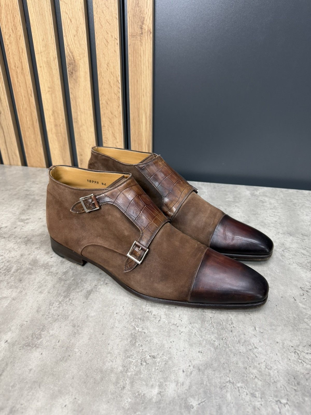 Magnanni Magnanni Double Monk Strap Ankle Boots Brown Suede Leather Size US 13 / EU 46 - 1 Thumbnail