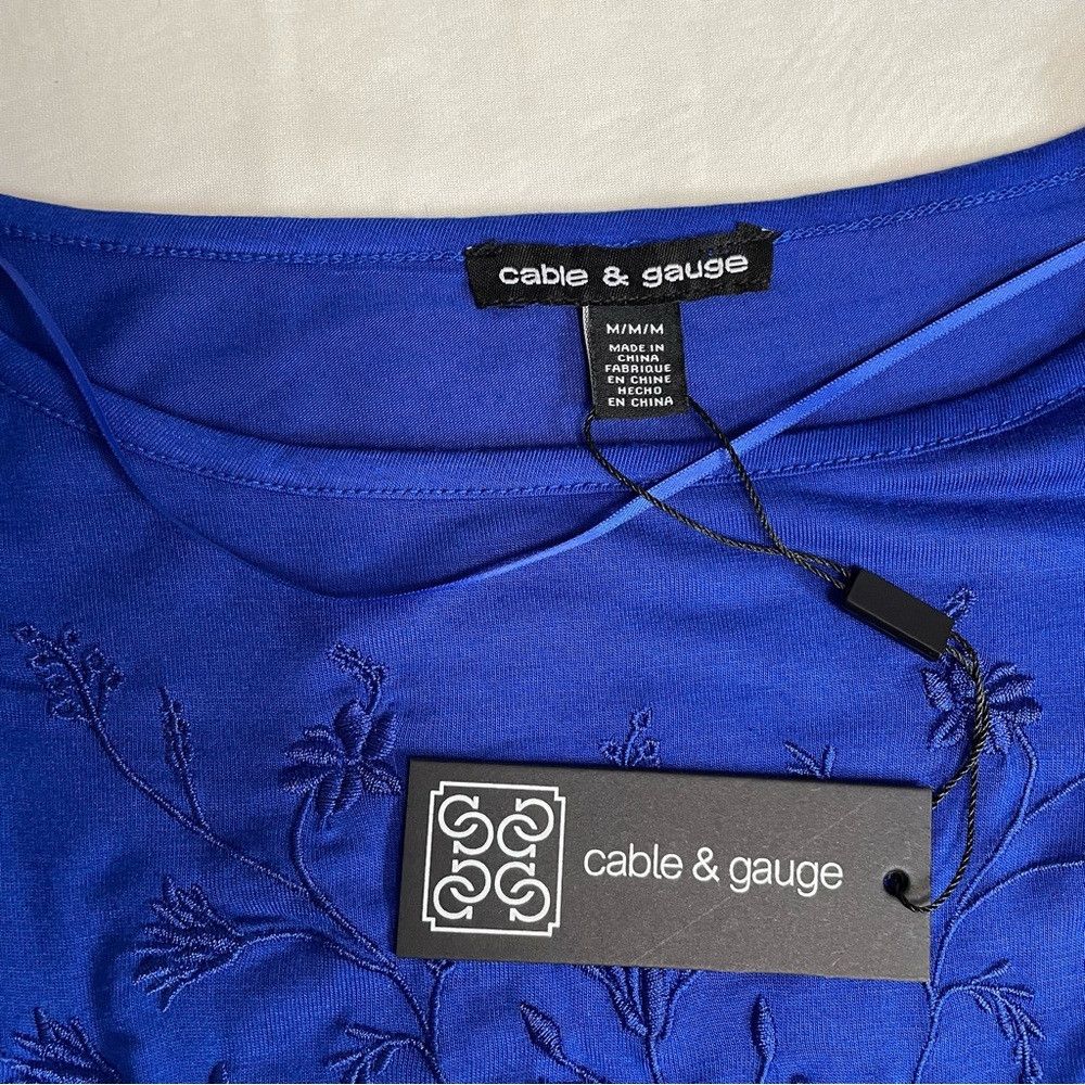 Other NWT New Cable & Gauge Blue Short Sleeve Embroidered Top Siz Size M / US 6-8 / IT 42-44 - 7 Thumbnail