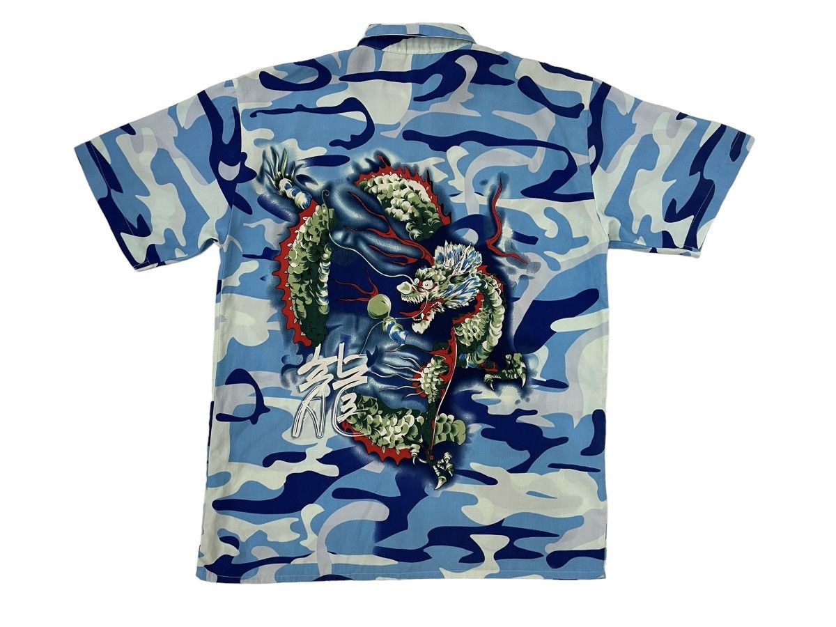 Japanese Brand Sukajan button up tee all overprint camo motif dragon Size US M / EU 48-50 / 2 - 2 Thumbnail