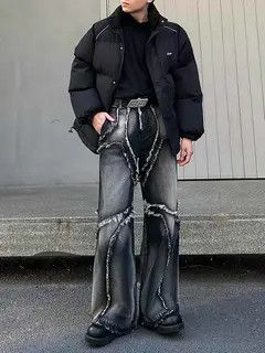 Jean Mitsui x Mako Opium Embroidered Gradient Stacked Denim Jeans Size US 32 / EU 48 - 7 Thumbnail