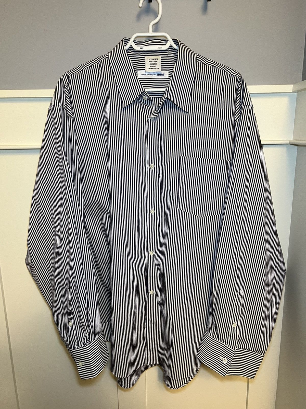 Comme des Garcons SHIRT × Vetements SS2017 Vetements x Comme Des Garçons Shirt Striped Button up Size US XL / EU 56 / 4 - 1 Thumbnail