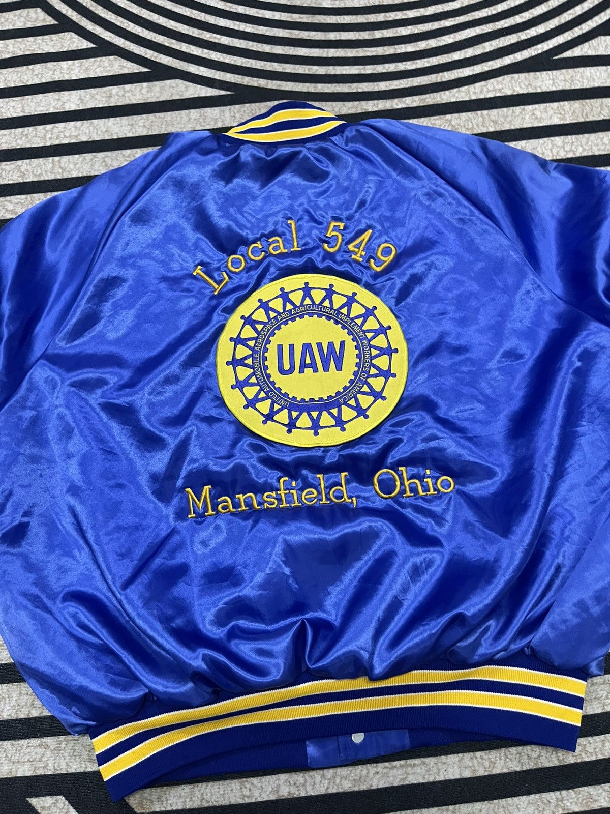 Vintage 80s UNION LOCAL UAW 148 AEROSPACE SATIN BOMBER JACKET XL Size US XL / EU 56 / 4 - 18 Thumbnail