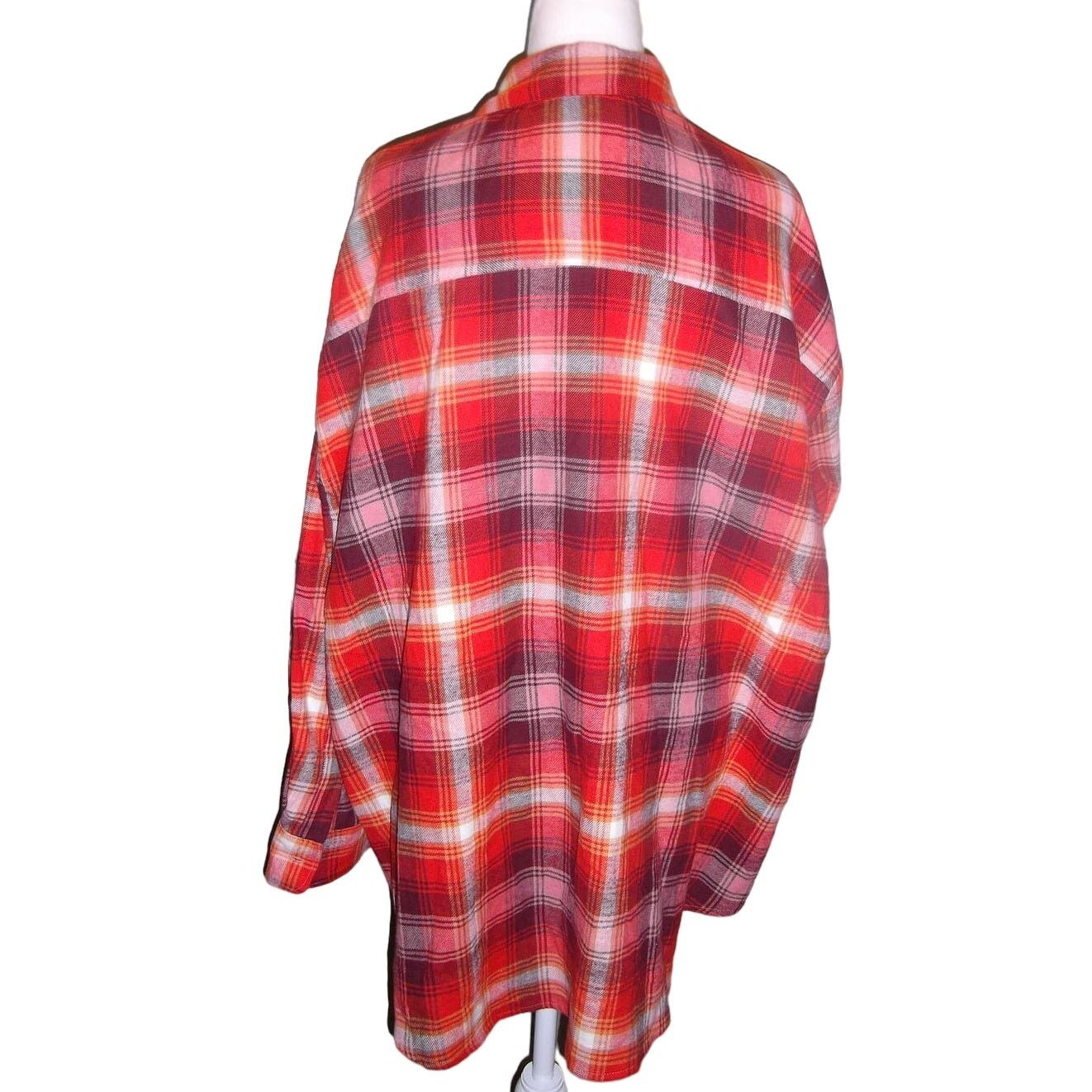 Other Old Navy Orange Plaid Flannel Collared Long Sleeve Top XXL Size XXL / US 16-18 / IT 52-54 - 2 Thumbnail