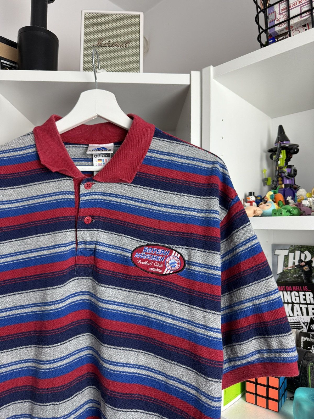 Adidas × Vintage Vintage 90s Adidas Bayern Munich striped polo t-shirt soccer Size US M / EU 48-50 / 2 - 3 Thumbnail