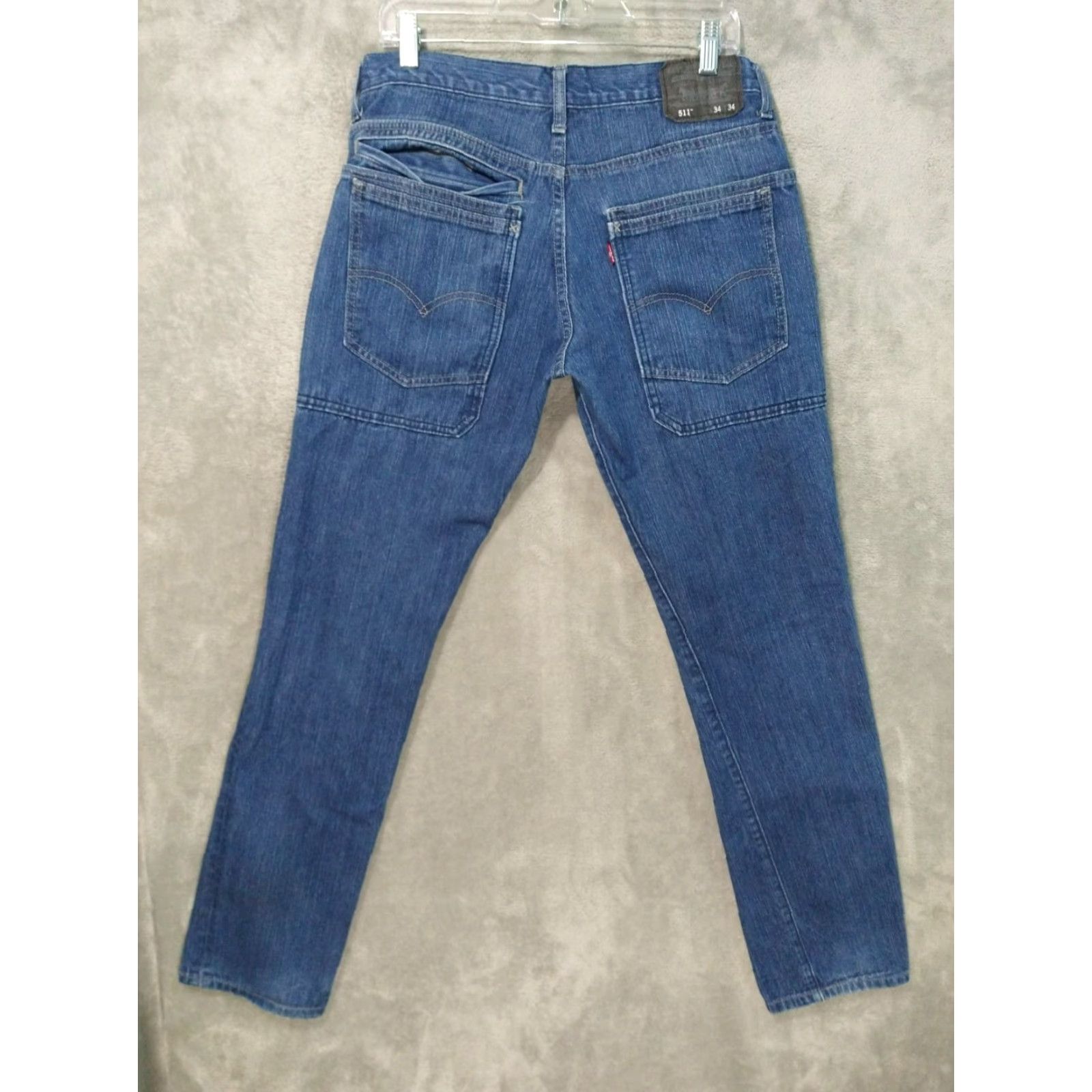 Levi's Levi's 511 Jeans Mens 34x34 Blue Denim Mid Rise Skinny 5-Pocket Dark Wash Size US 34 / EU 50 - 2 Thumbnail