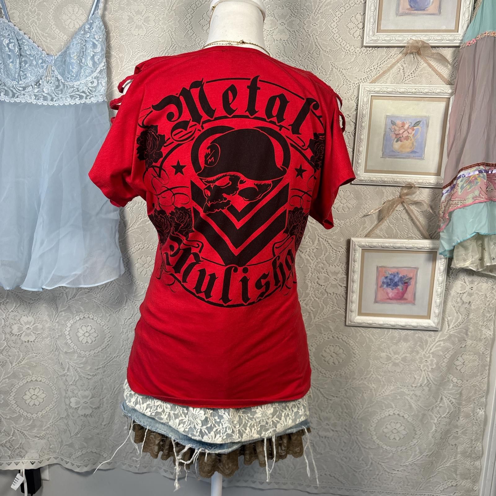 Metal Mulisha y2k grunge graphic tee with cut outs Size L / US 10 / IT 46 - 1 Thumbnail