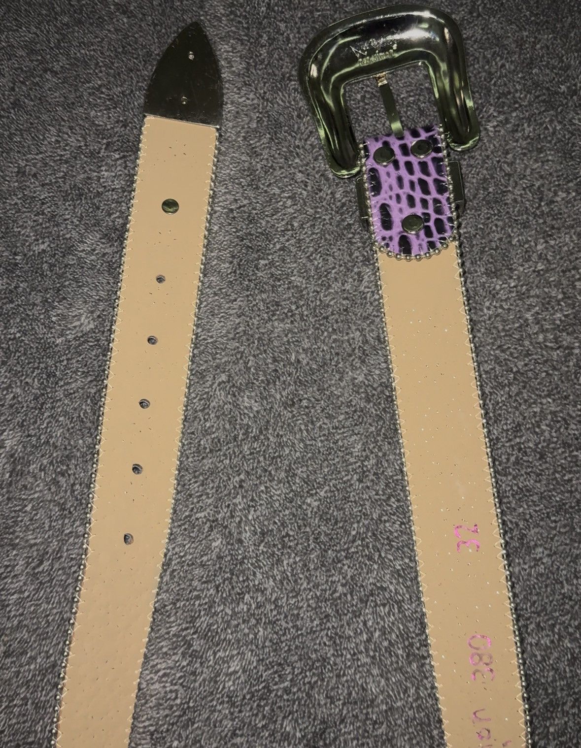B.B. Simon Purple Alligator BB belt Size 32 - 6 Thumbnail
