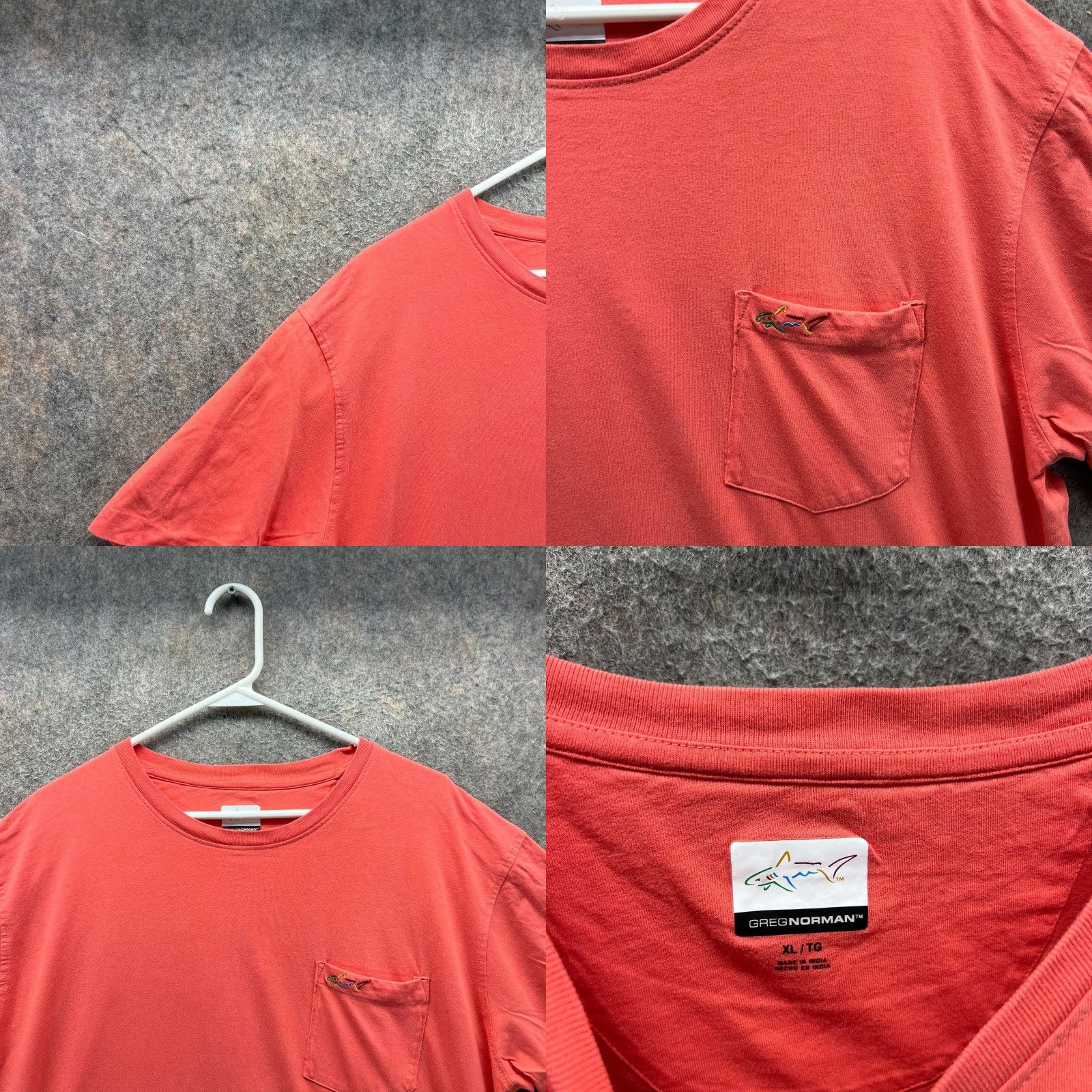 Vintage Greg Norman Shirt Mens XL Peach Crewneck Pocket Tee Shark Cotton Extra Large Size US XL / EU 56 / 4 - 8 Thumbnail