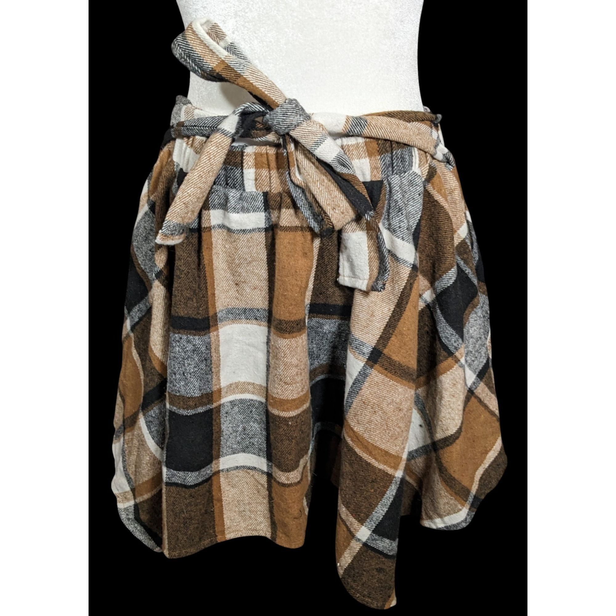 Shein Shien 90s Style Grunge Brown Plaid Asymmetrical Skirt With T Size 26" / US 2 / IT 38 - 1 Thumbnail