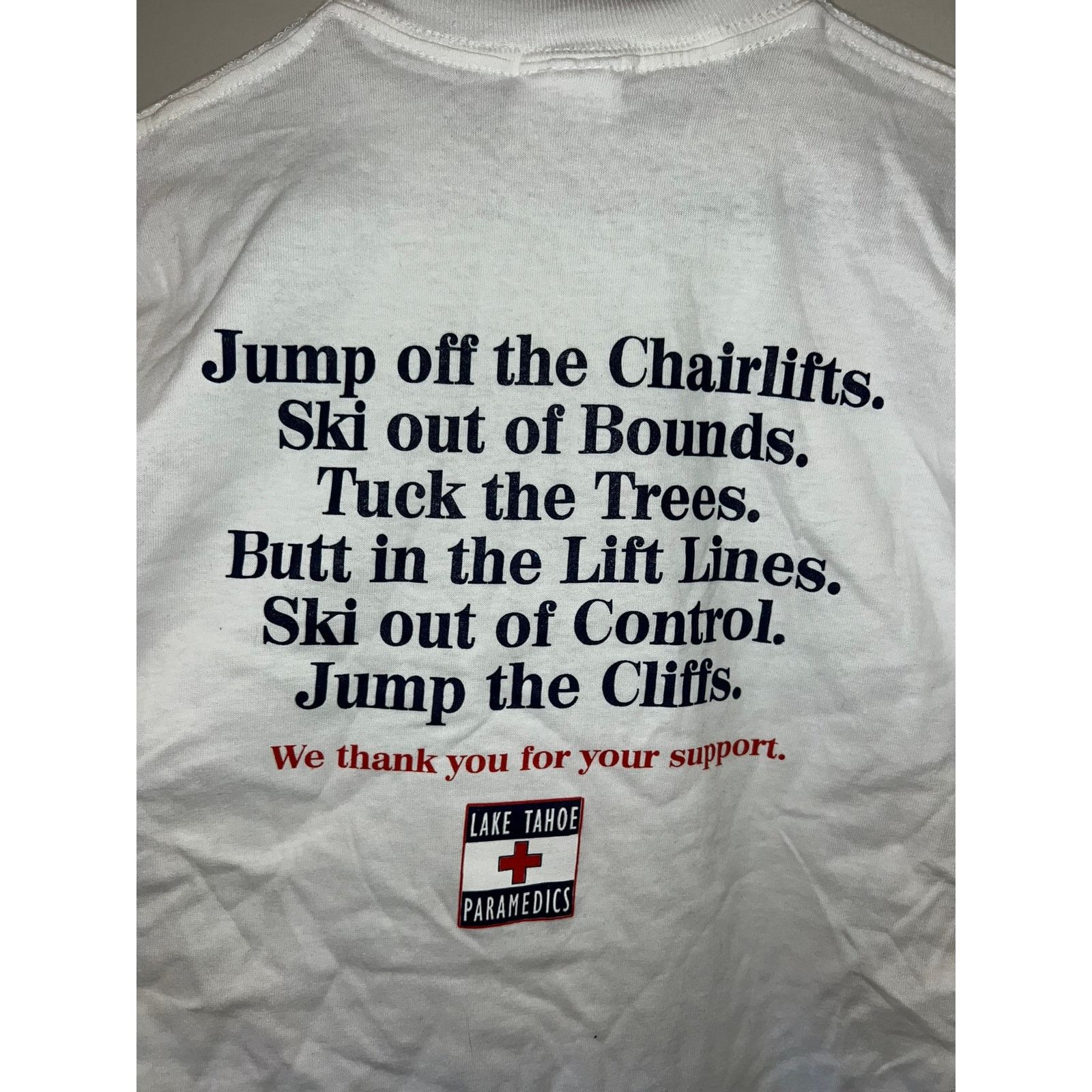 Jerzees 90s Vintage Lake Tahoe Paramedics Joke Shirt Tee VTG 1990s S Size US S / EU 44-46 / 1 - 6 Thumbnail