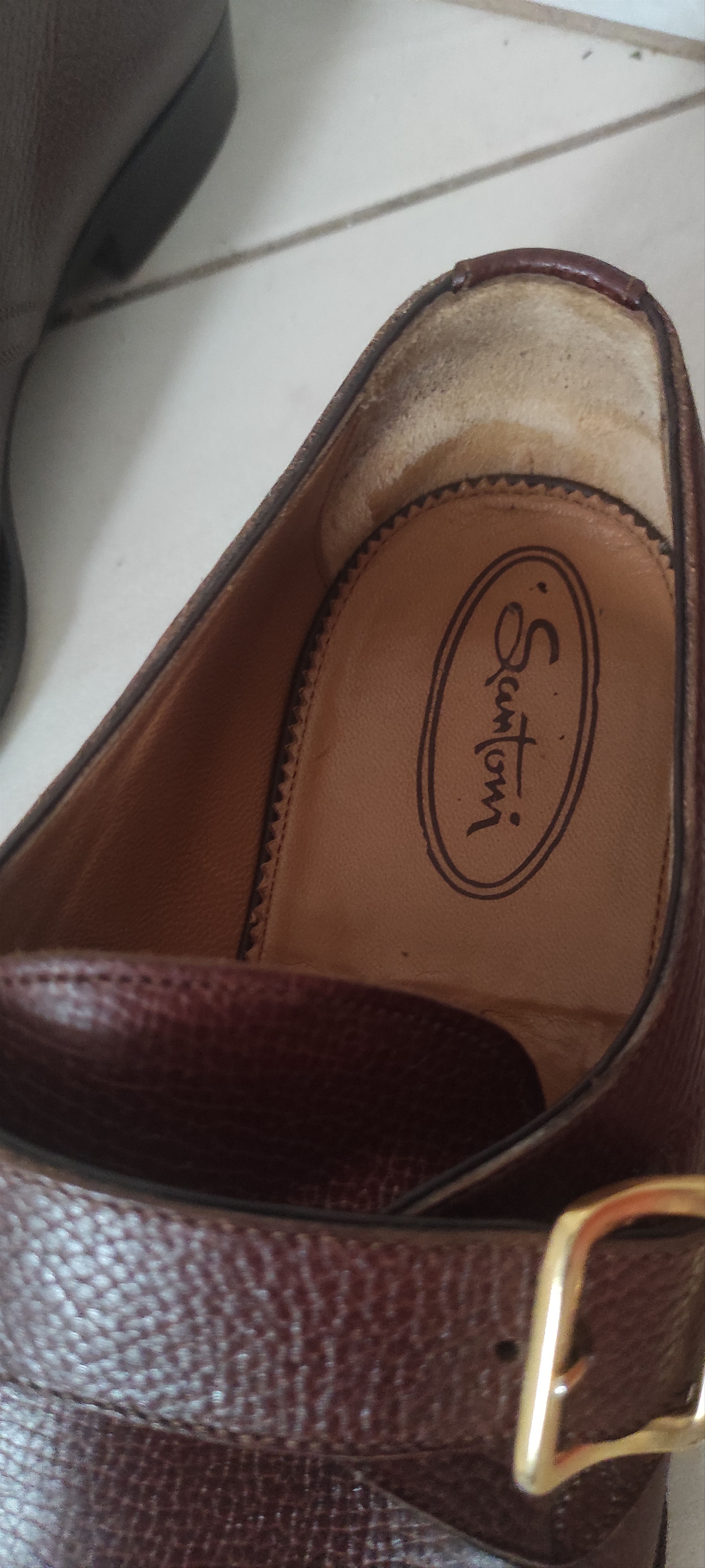 Santoni Santoni Strap Brown Leather Slip On Dress Shoes Size US 8.5 / EU 41-42 - 7 Thumbnail