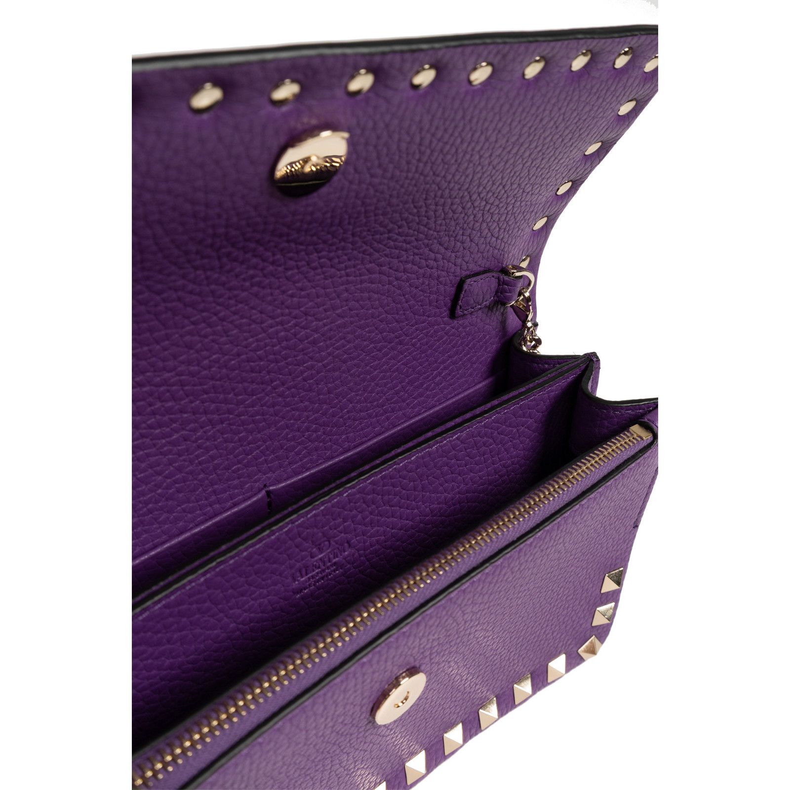 Valentino VALENTINO GARAVANI Rockstud Purple Chain Wallet Bag New & Au Size ONE SIZE - 4 Thumbnail
