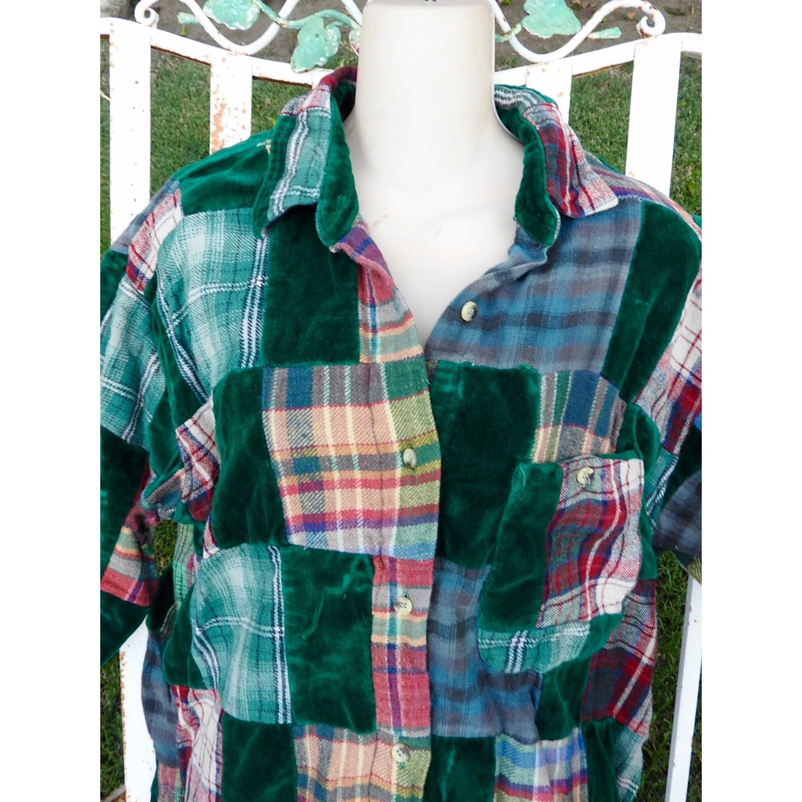 Other VINTAGE VELVET FLANNEL PATCHWORK PLAID SHIRT OR JACKET Size M / US 6-8 / IT 42-44 - 8 Thumbnail