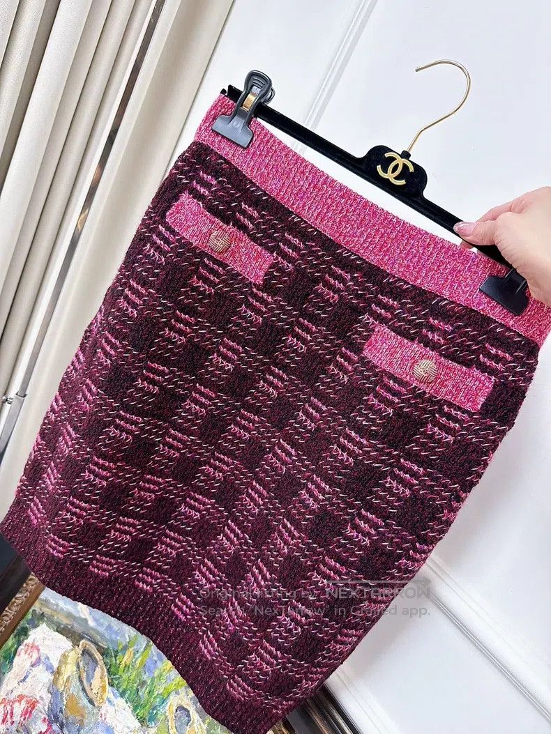 Chanel Chanel 22K autumn and winter show rose pink burgundy plaid Size 25" / US 0 / IT 36 - 2 Thumbnail