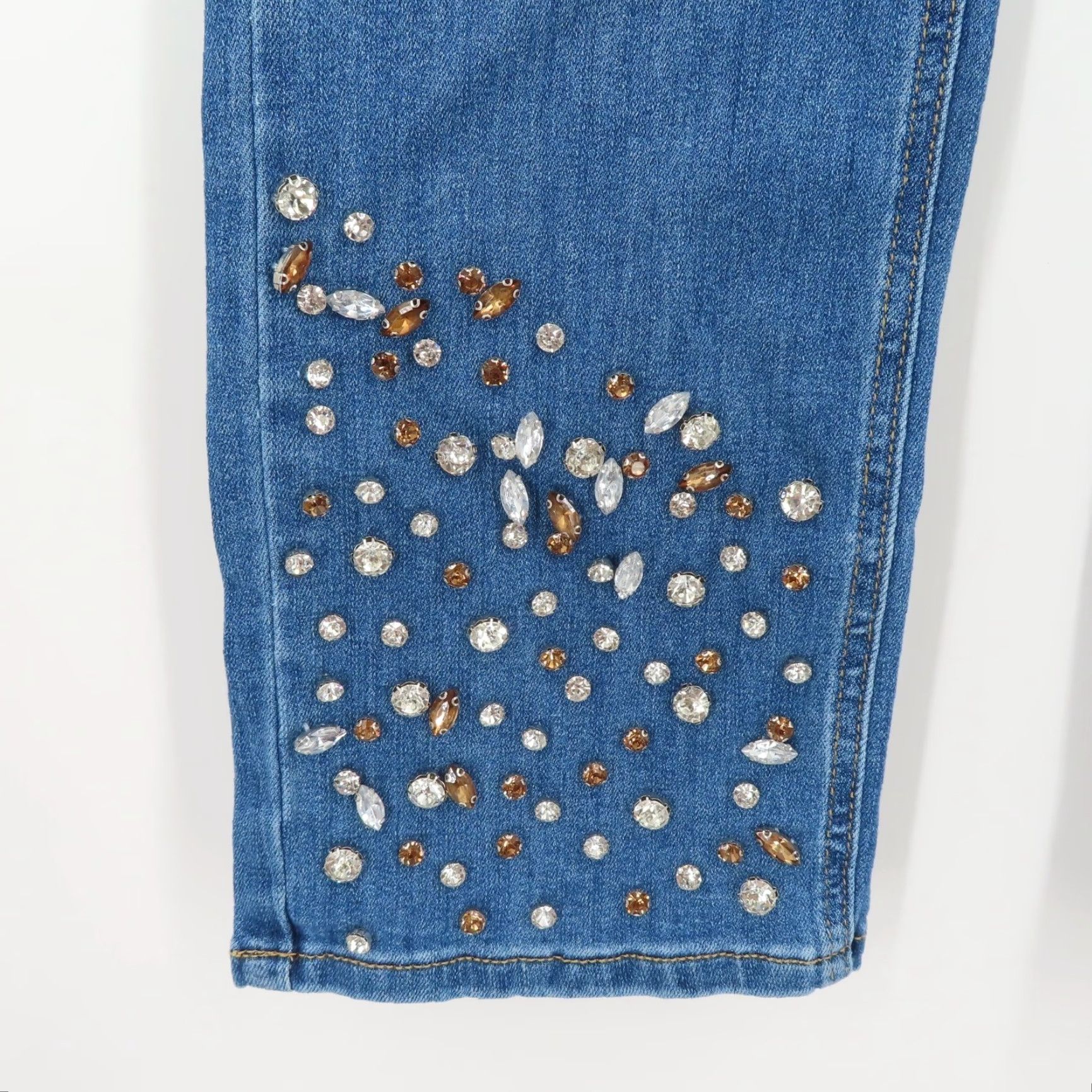 Velvet Midnight Velvet Jeans Womens 8 Denim Blue 5-Pocket Rhinestone Embellished Cropped Bling Vintage No Size 30" / US 8 / IT 44 - 4 Thumbnail