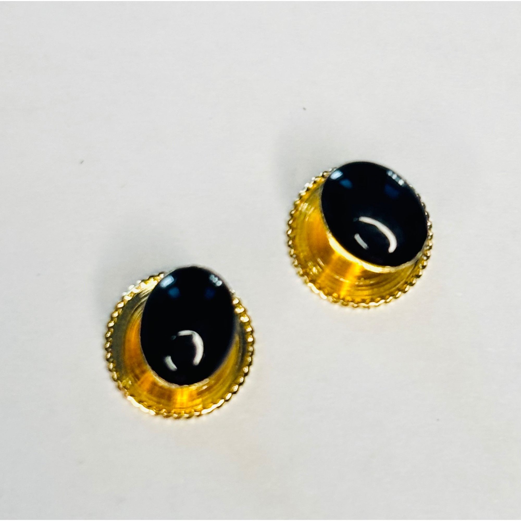 Other Gold & Black Onyx Button Style Cufflinks In Gift Box Size 28 - 1 Thumbnail
