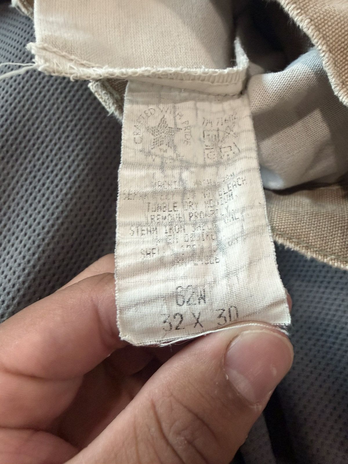Carhartt Distressed Double Knee Carhartt 62W Men's Beige Cotton Pants Size US 31 - 8 Thumbnail
