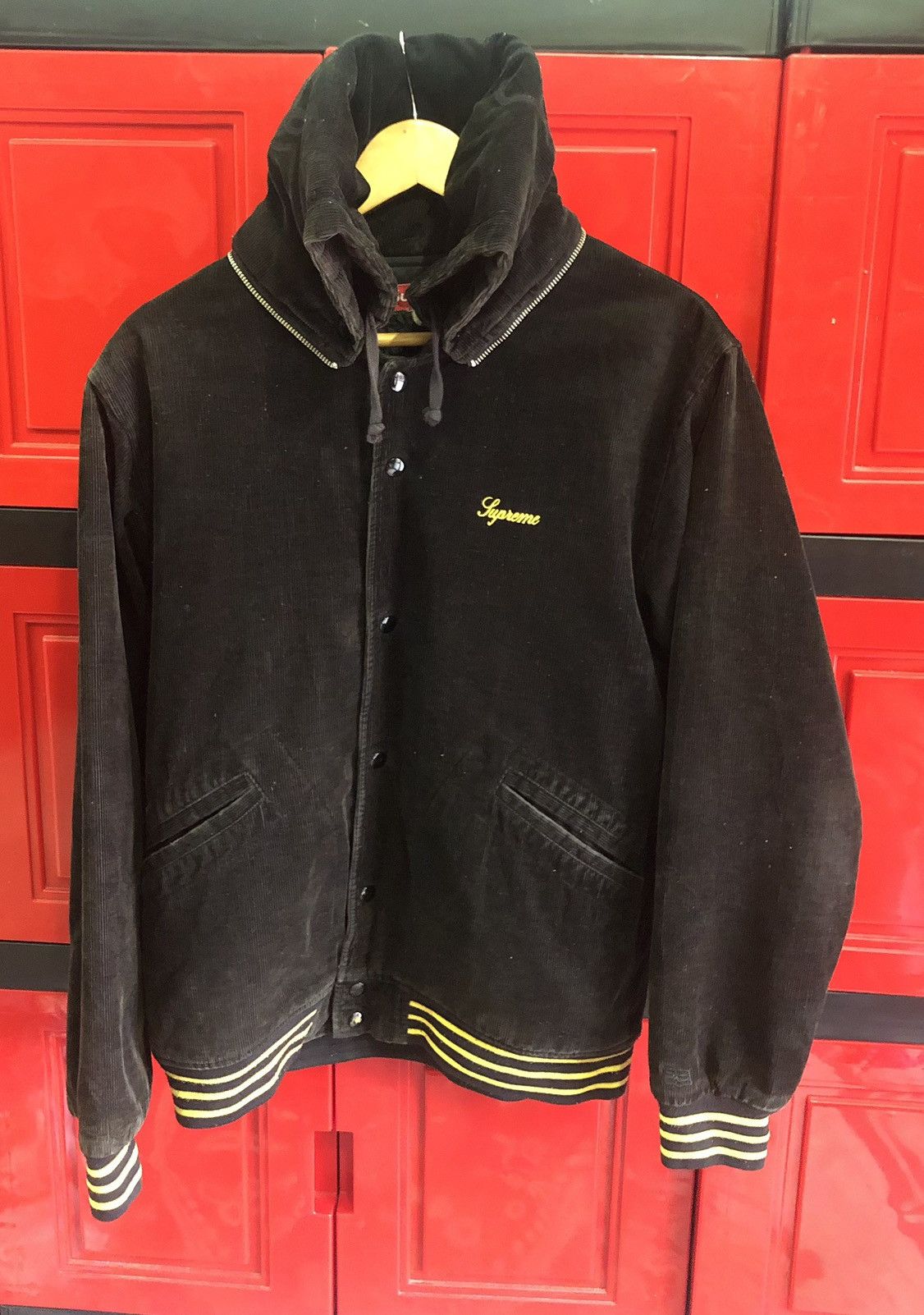 Supreme × Vintage Supreme Corduroy Embroidery Hoodie Varsity Jacket Size US M / EU 48-50 / 2 - 9 Thumbnail