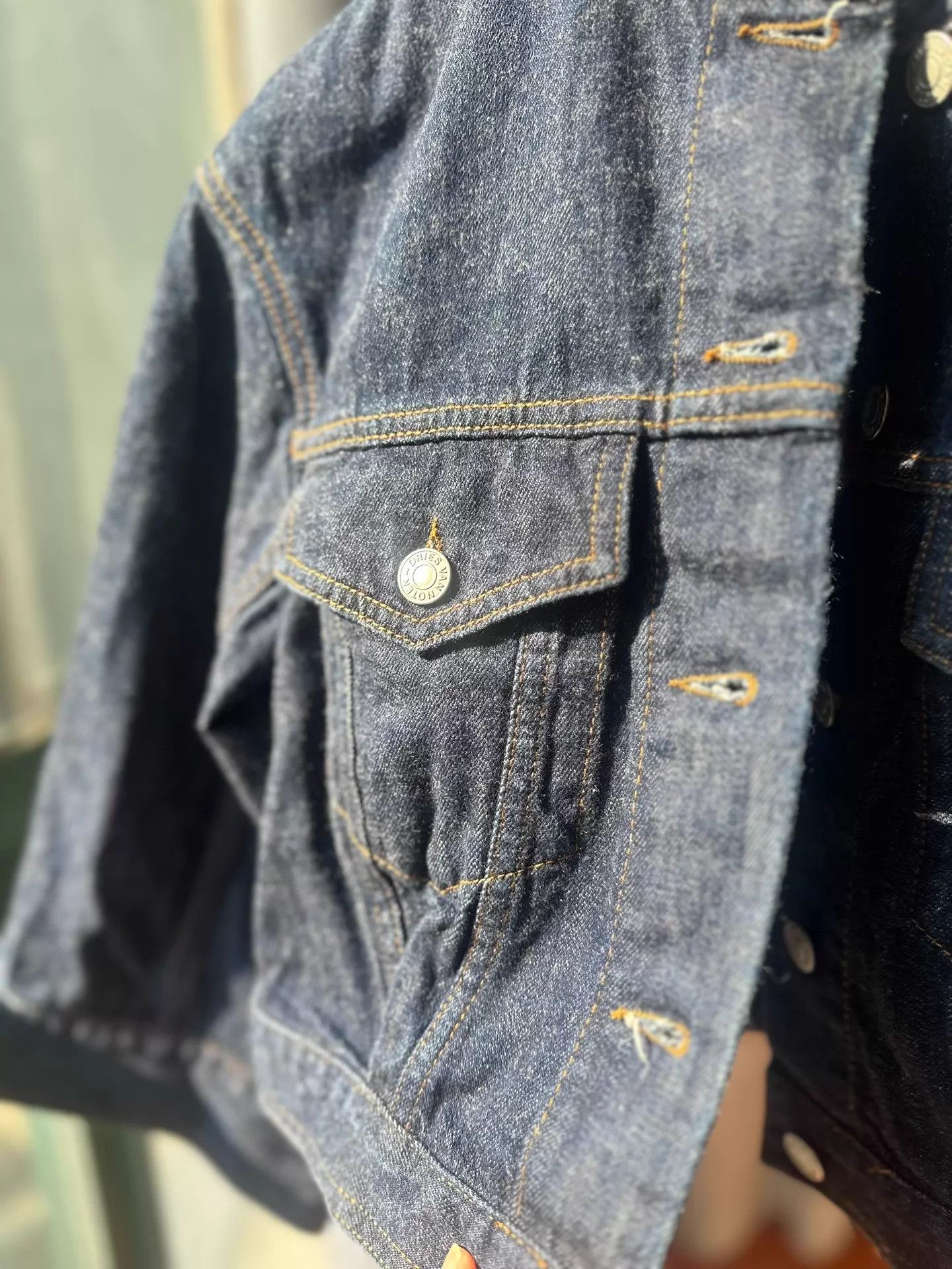 Dries Van Noten DVN Denim Cropped Jacket 34 Wide Cuffs Back Cinched Size XXS / US 00 / IT 34 - 3 Thumbnail