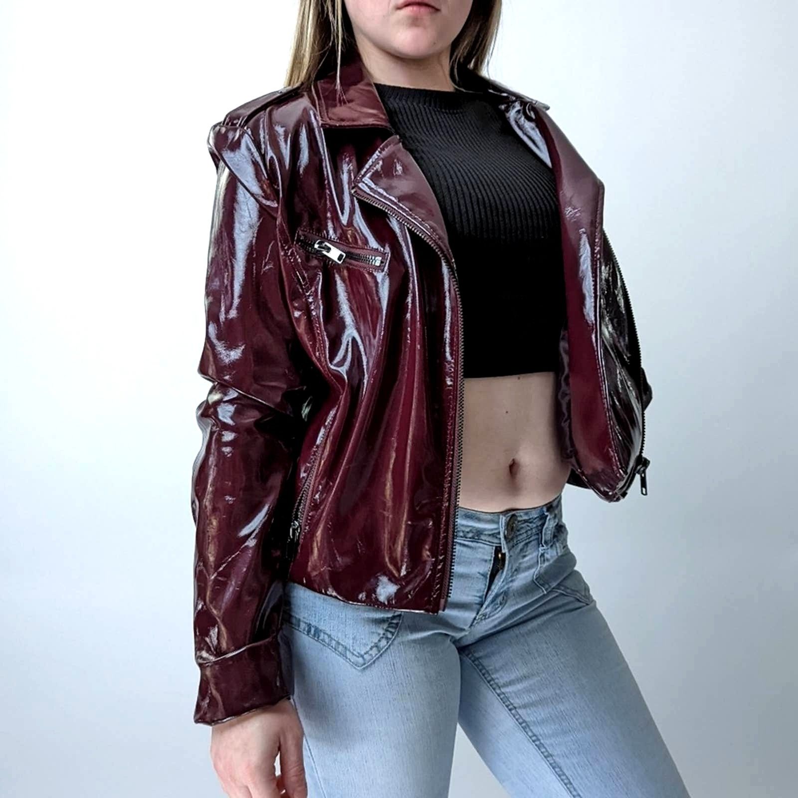 Vintage Bagatelle Heritage Shiny Maroon Double Breast Bomber Jacket Size S / US 4 / IT 40 - 3 Thumbnail