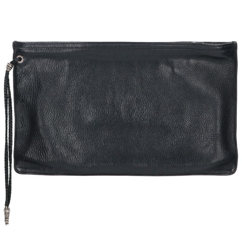 Leather clutch bag with strap FLAT MED PLANE