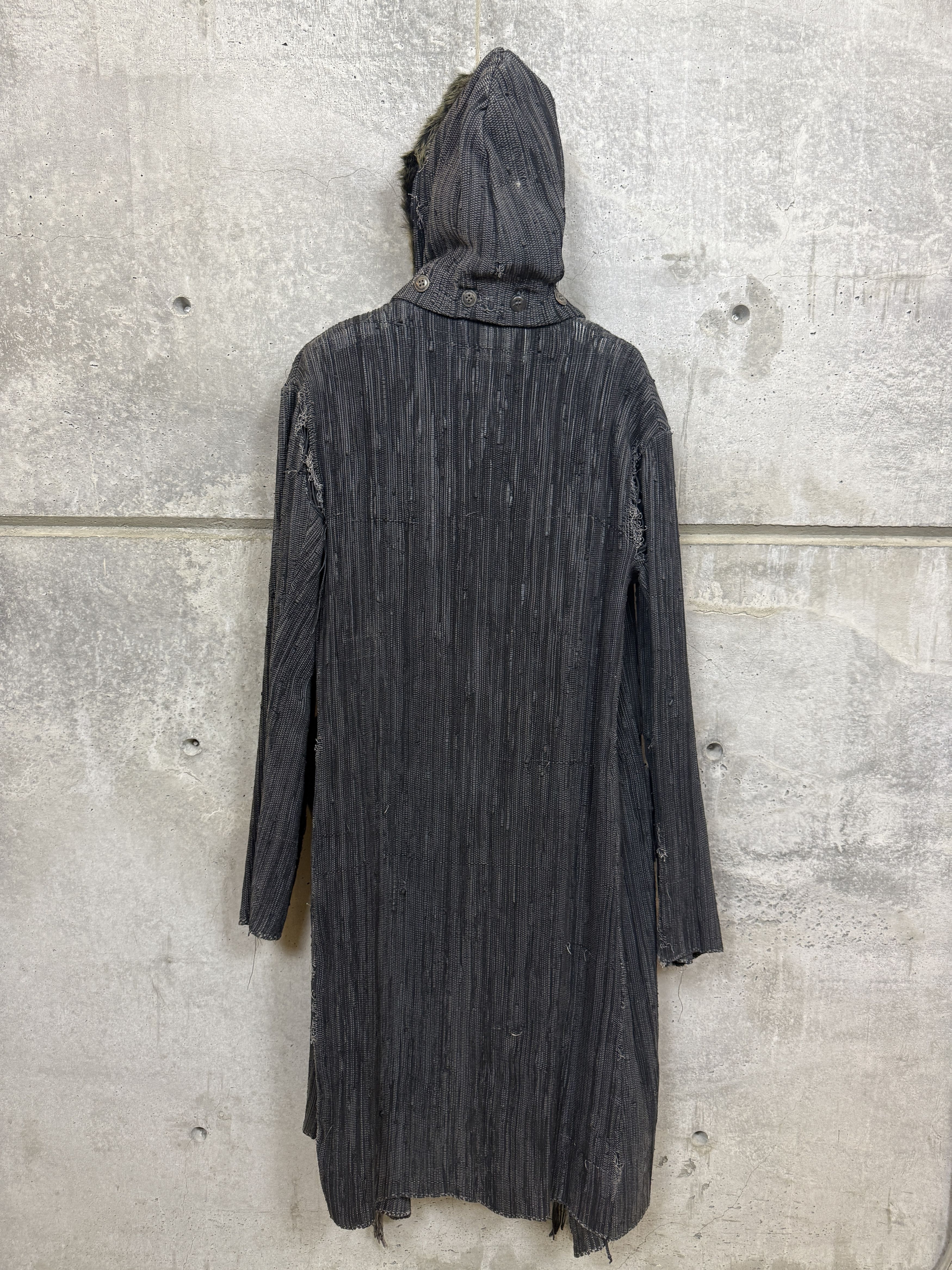 Greg Lauren FW16 Greg Lauren Fur Hood Charcoal Woven Leather Nomad Coat Size US L / EU 52-54 / 3 - 3 Thumbnail