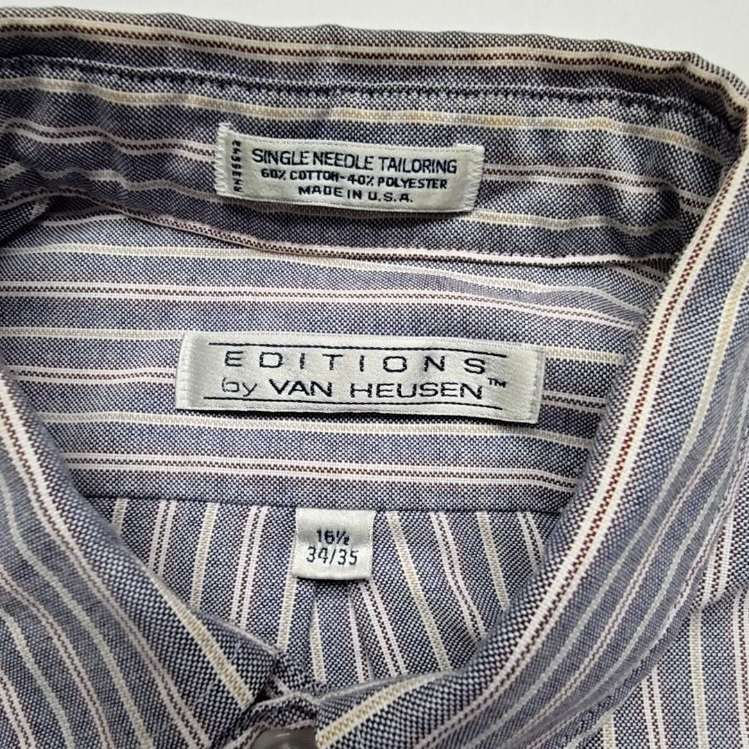 Van Heusen Vintage Van Heusen Editions L Striped Gray 16.5 Dress Shirt Size US L / EU 52-54 / 3 - 8 Thumbnail