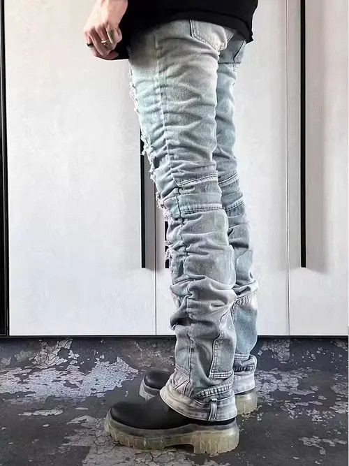 VIBE Vintage washed blue ripped pleated street hip hop jeans Size US 31 - 8 Thumbnail