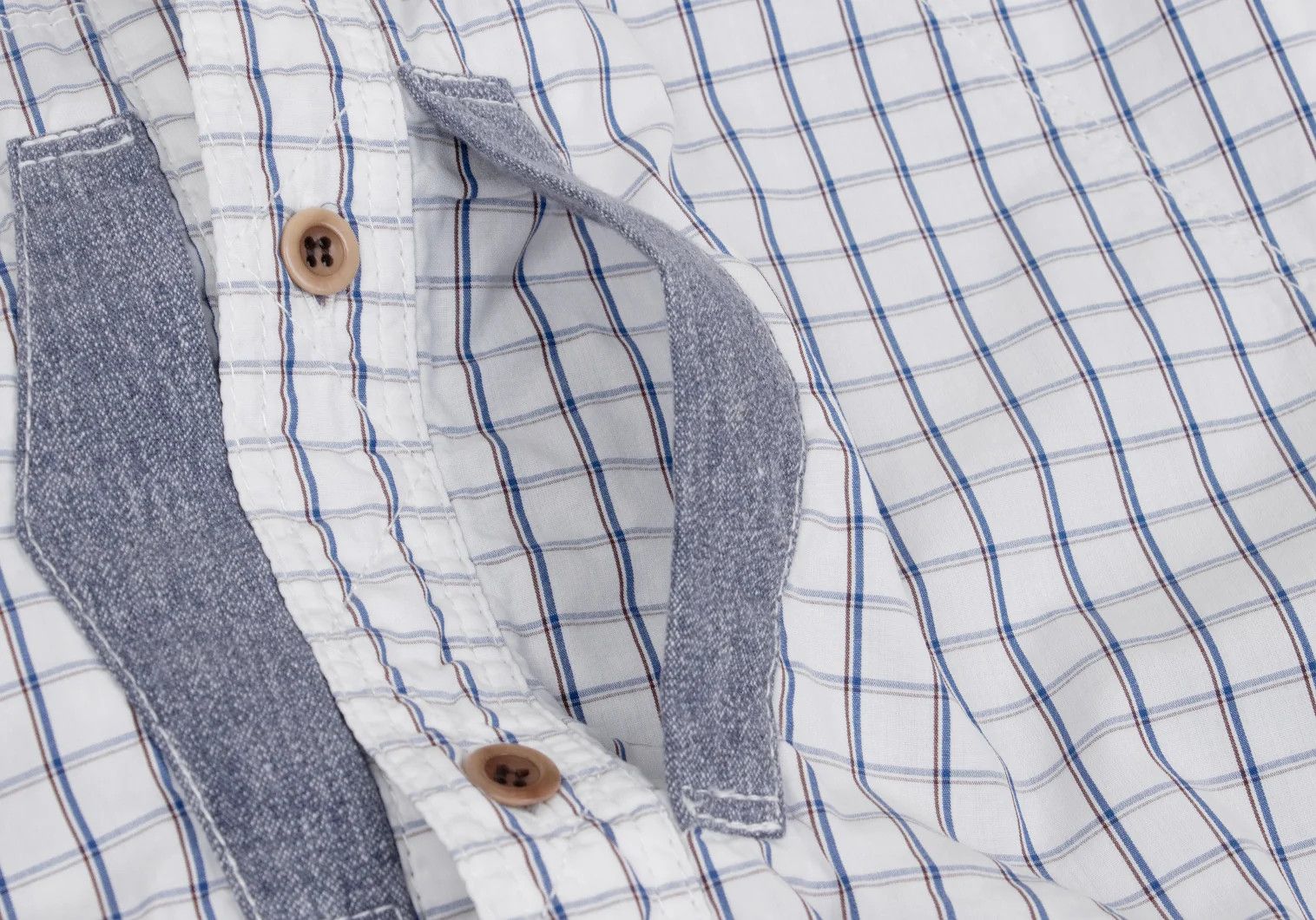 Junya Watanabe Patch Design Round Hem Check Button-Down Shirt White/Navy XS Size US XS / EU 42 / 0 - 5 Thumbnail