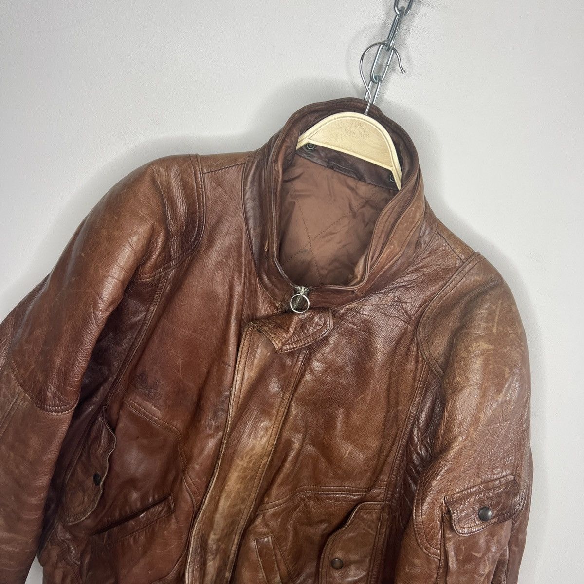 Other Vintage Brown Leather Motor Biker Jacket Trucker Genuine Size US M / EU 48-50 / 2 - 4 Thumbnail