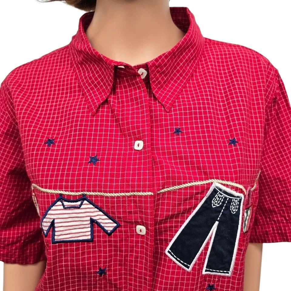 Vintage BOBBIE BROOKS Shirt Plus 18W 20W Embroidered Clothesline Size XXL / US 16-18 / IT 52-54 - 4 Thumbnail