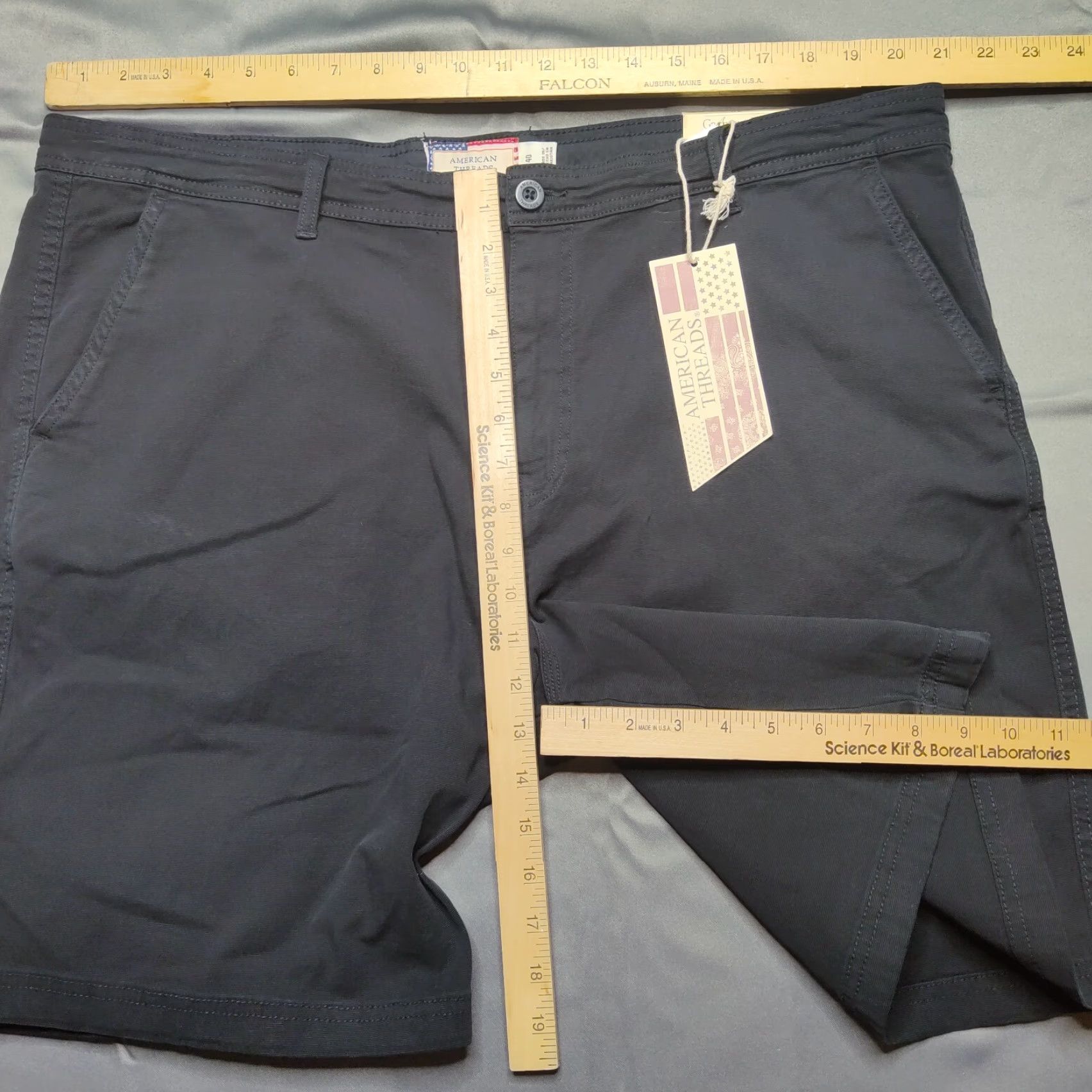 Vintage American Threads Men Shorts 40 Black Garment Dye Cotton Stretch 9" NEW MSRP 0 Size US 40 / EU 56 - 3 Thumbnail