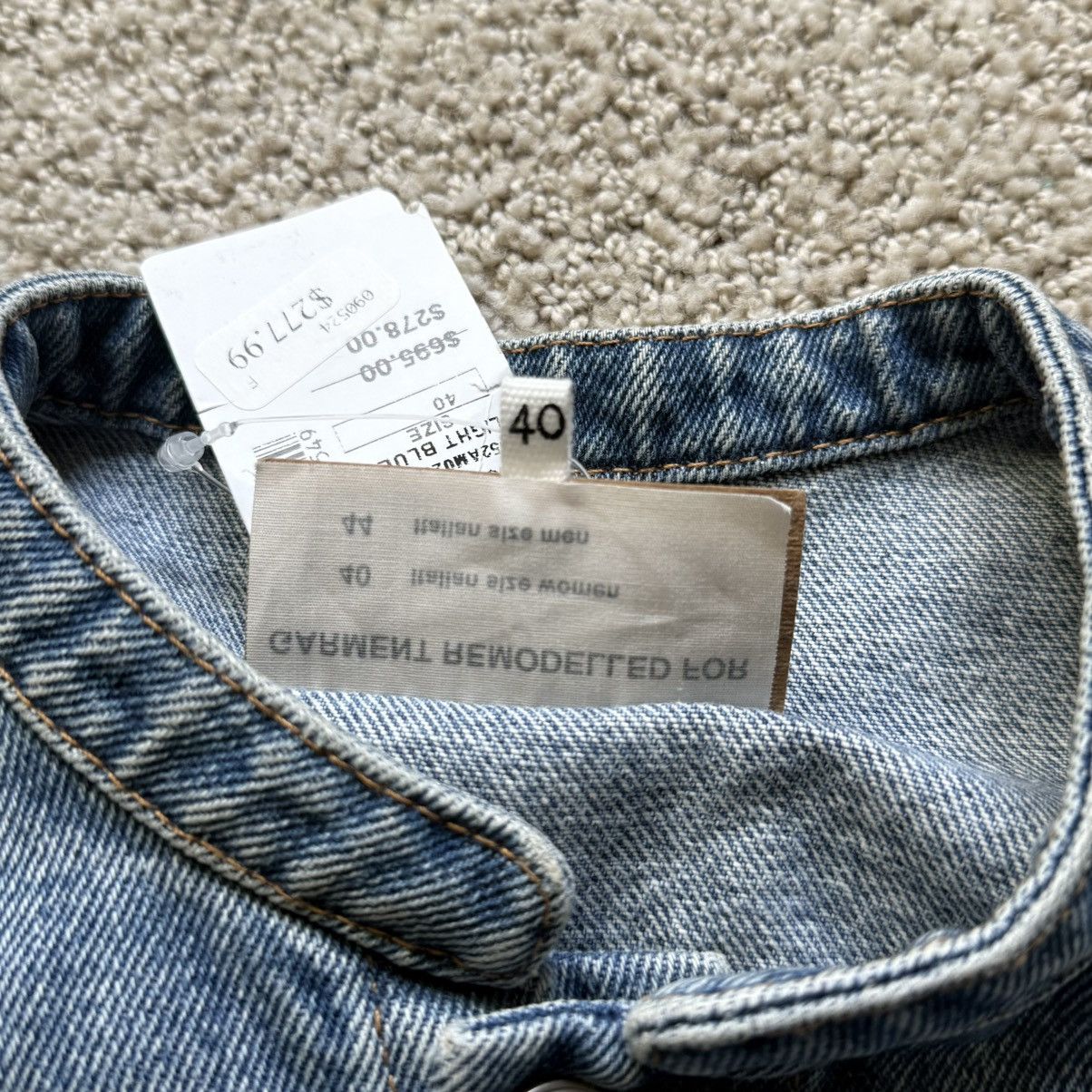 MM6 Collarless Cropped Painter Denim Jacket (Blue) Size S / US 4 / IT 40 - 7 Thumbnail
